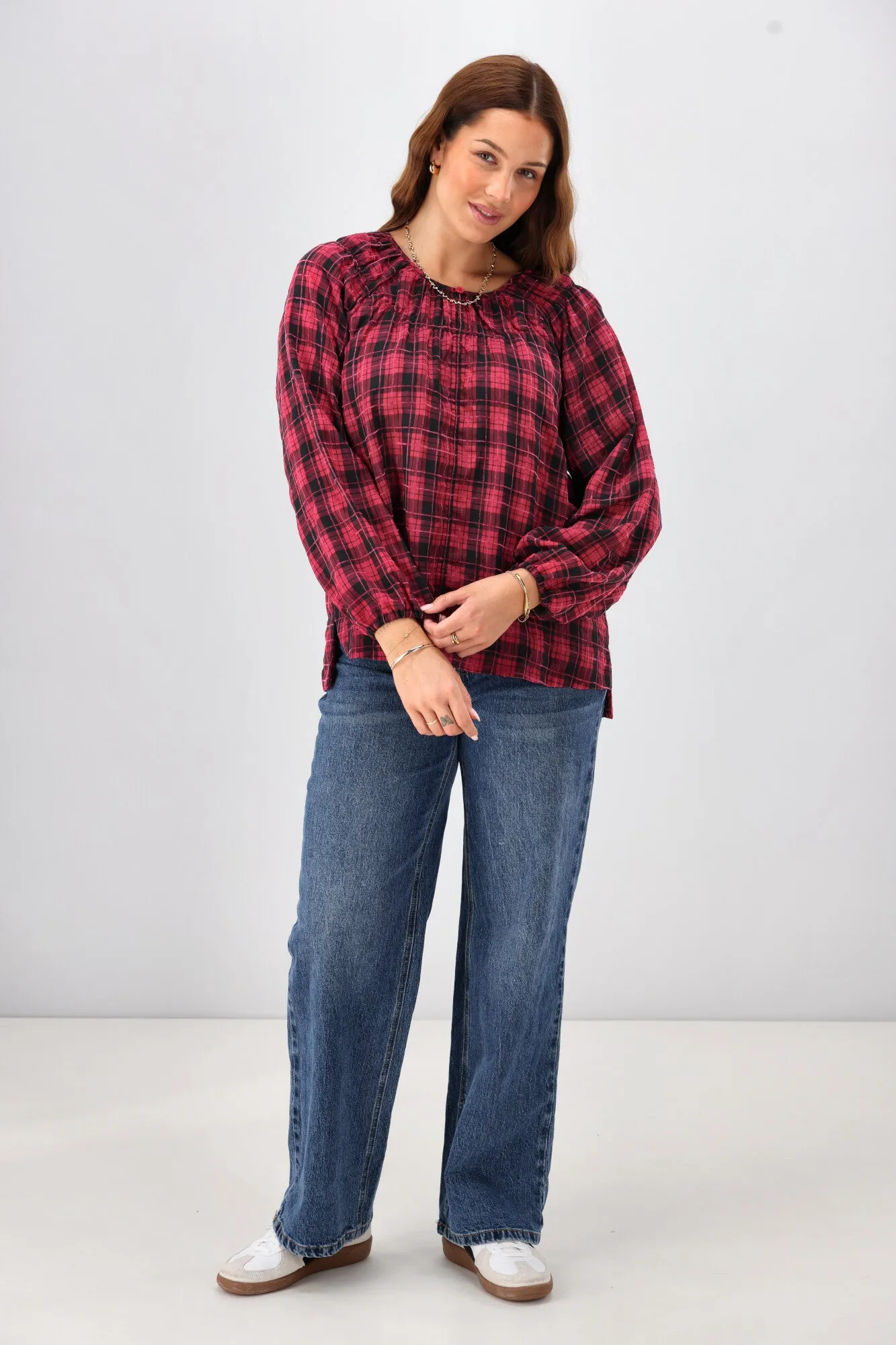 Shine On Label Katalina Check Top Red Pink Check sold by Shine On product image thumbnail 3