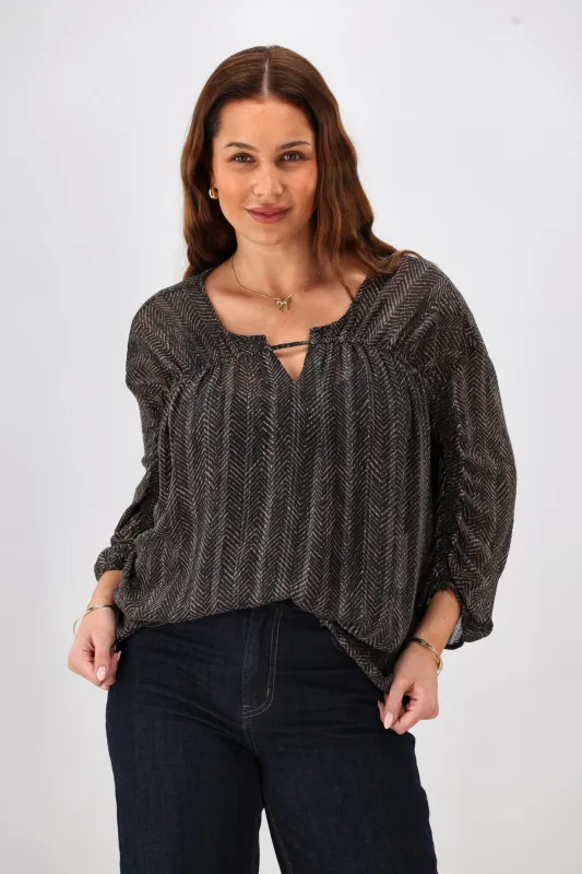 Shine On Label Kahan Abstract Animal Print Top Toffee sold by Shine On