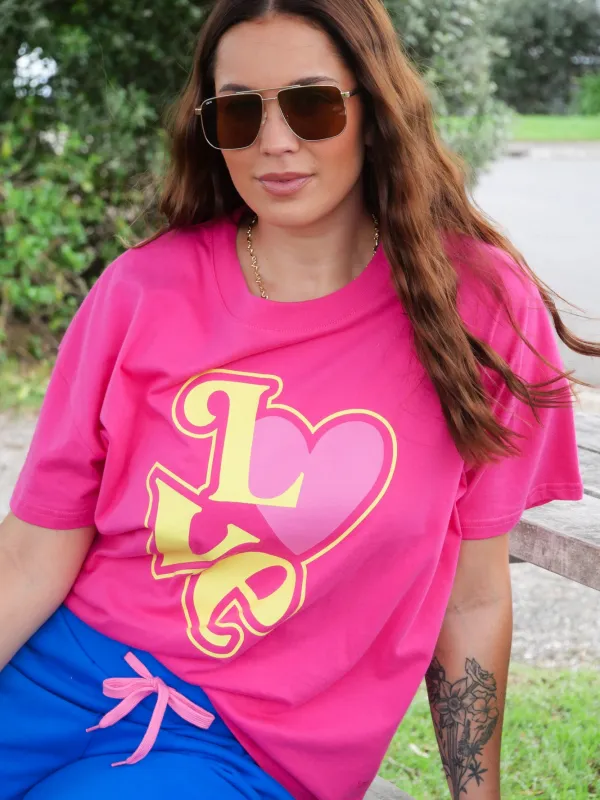 Rebel Club Love Surge Tee Pink sold by Shine On
