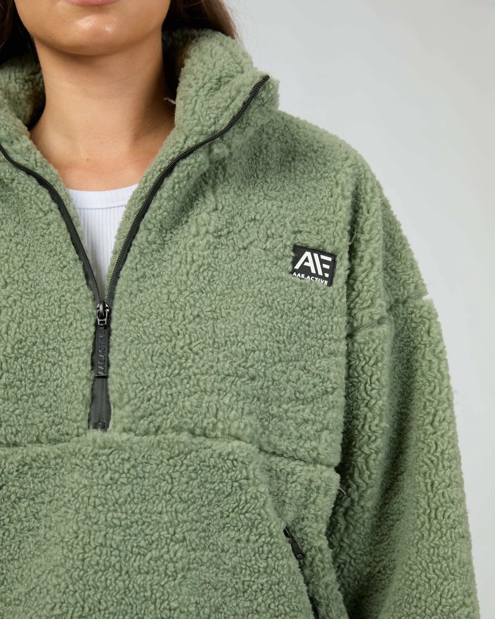 All About Eve Amara Quarter Zip Teddy Khaki sold by Shine On product image thumbnail 3