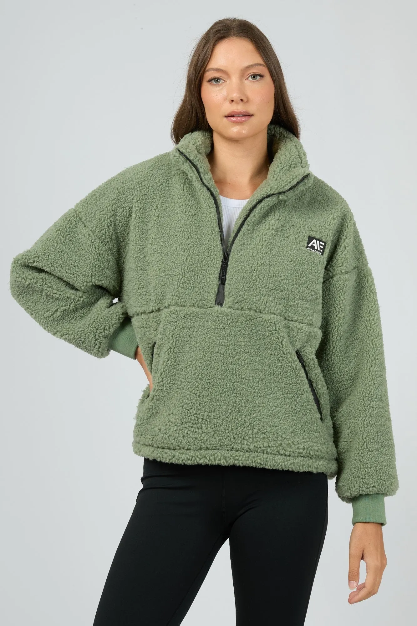 All About Eve Amara Quarter Zip Teddy Khaki sold by Shine On