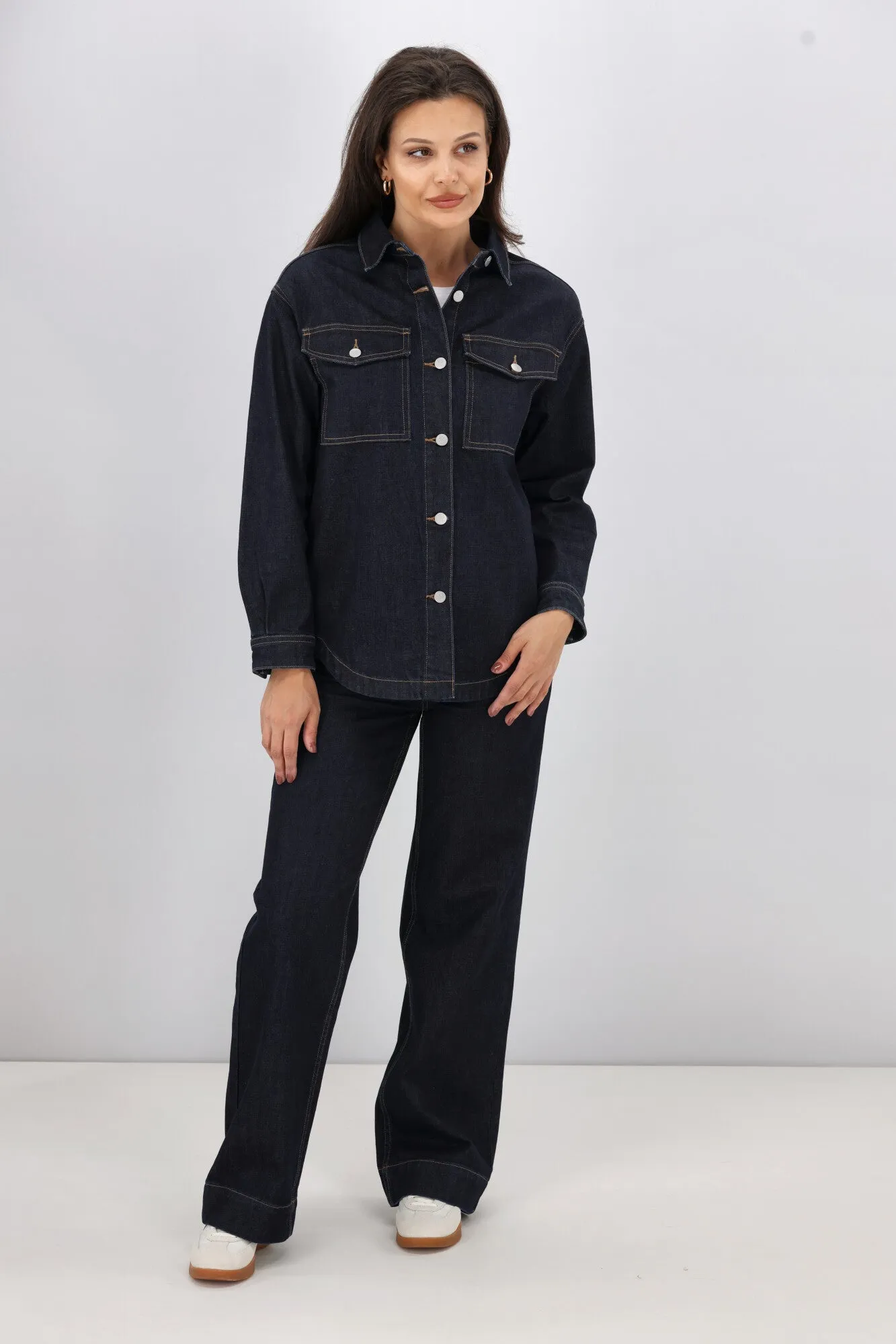 Shine On Label Urban Edge Denim Shacket Dark Indigo sold by Shine On product image thumbnail 4
