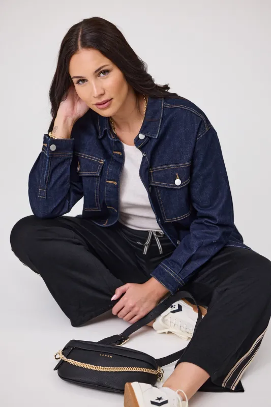 Shine On Label Urban Edge Denim Shacket Dark Indigo sold by Shine On