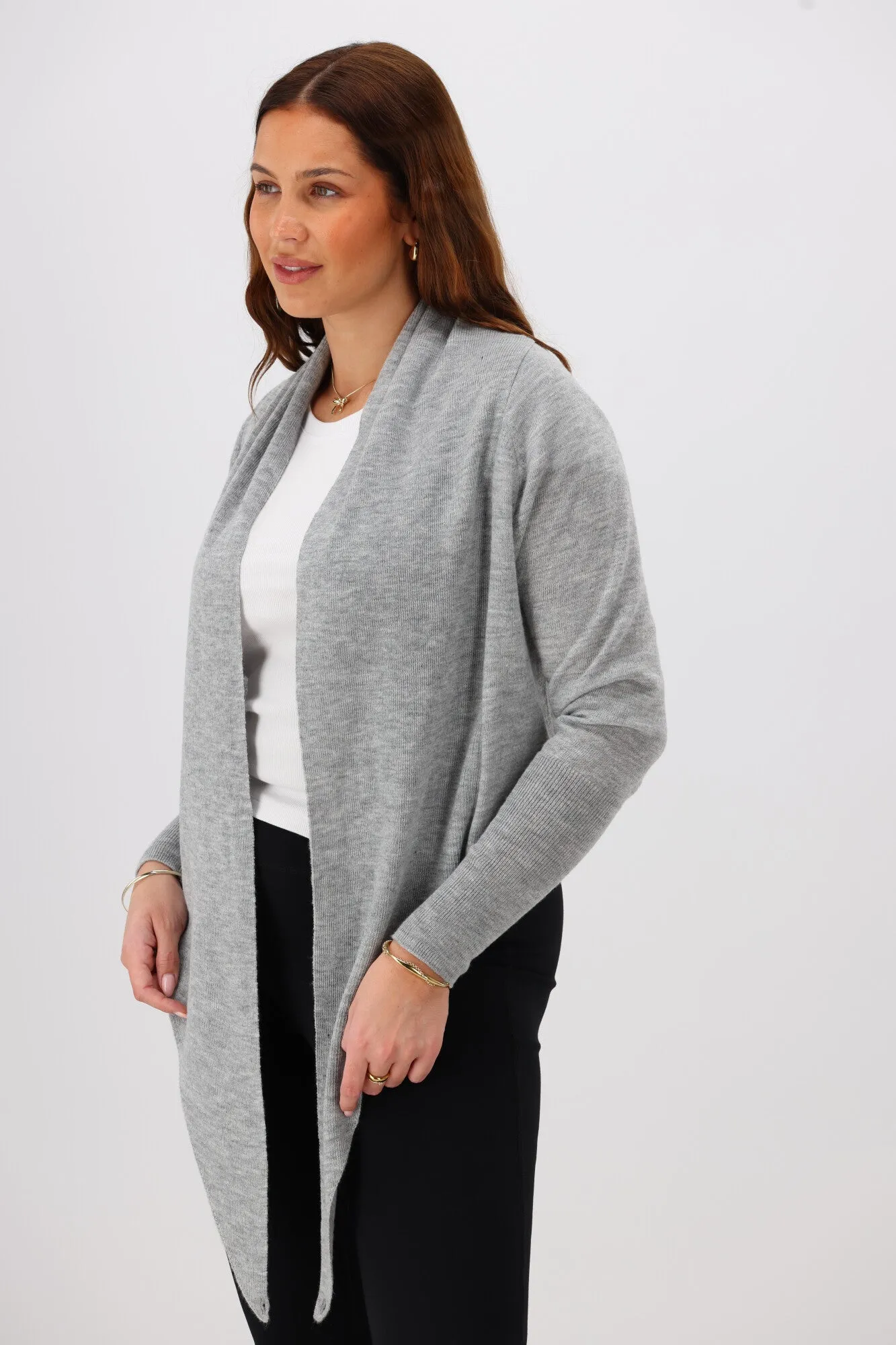 Shine On Label Lissar Wrap Cardigan Grey Marle sold by Shine On product image thumbnail 4