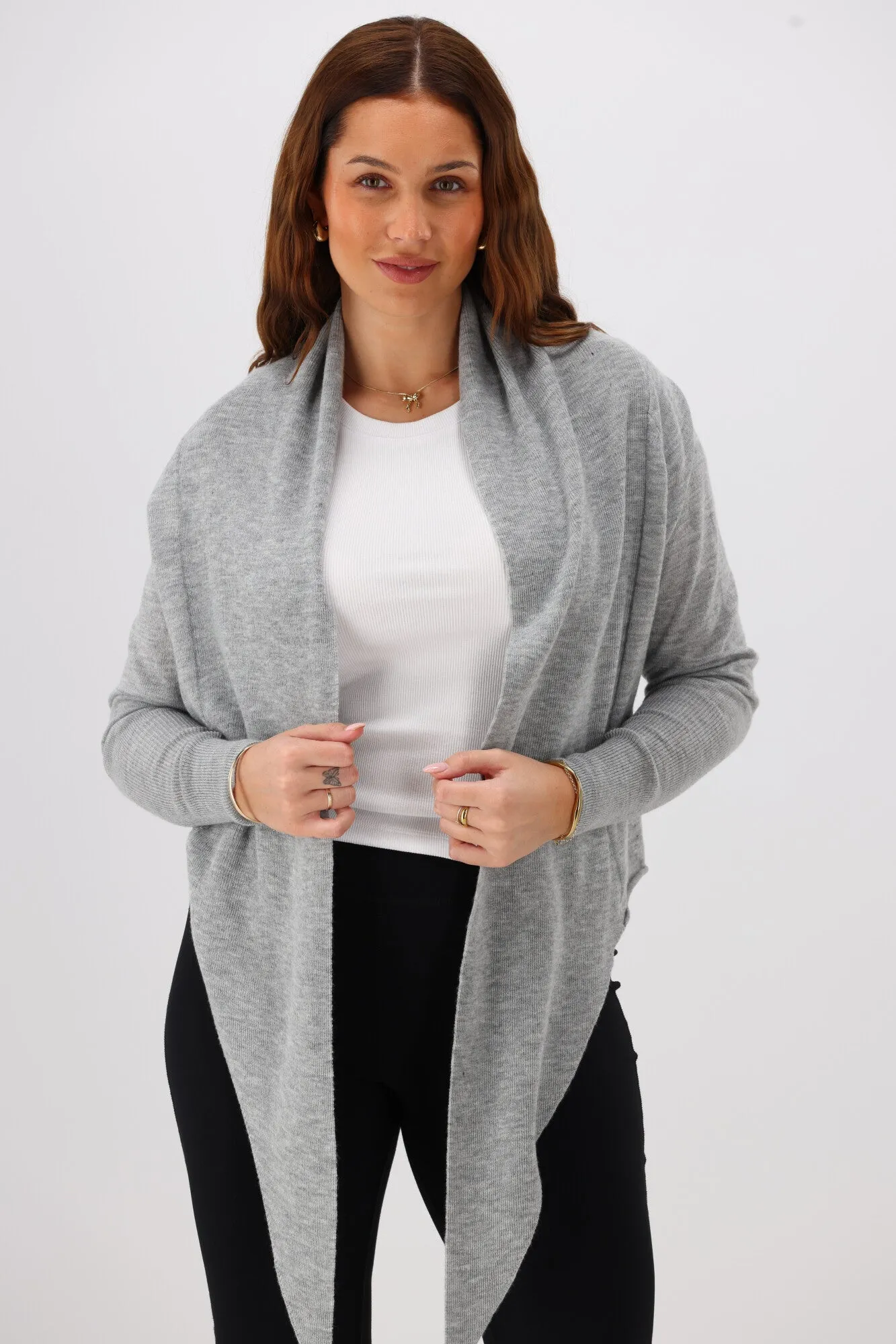 Shine On Label Lissar Wrap Cardigan Grey Marle sold by Shine On product image thumbnail 2