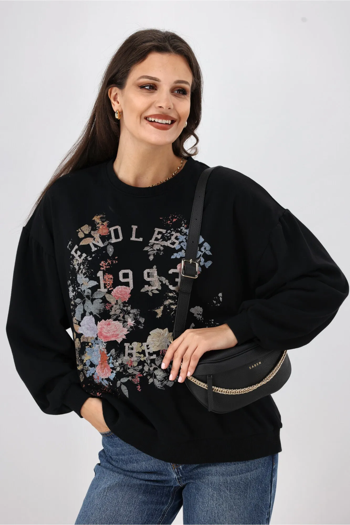 Shine On Label Henley Vintage Print Sweatshirt Washed Black sold by Shine On product image thumbnail 3