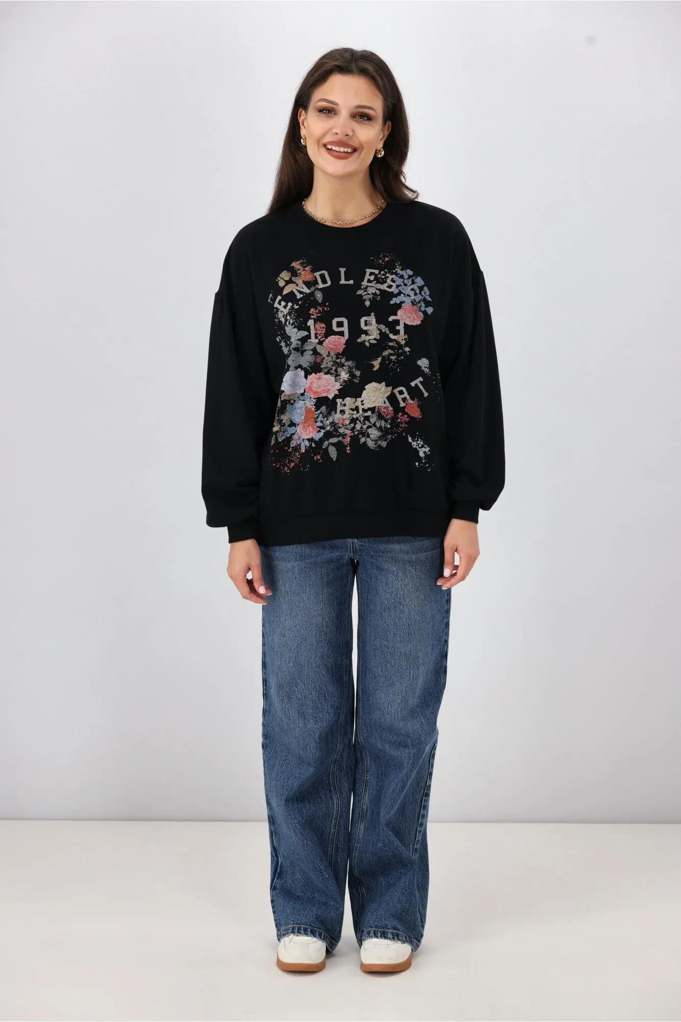 Shine On Label Henley Vintage Print Sweatshirt Washed Black sold by Shine On product image thumbnail 5
