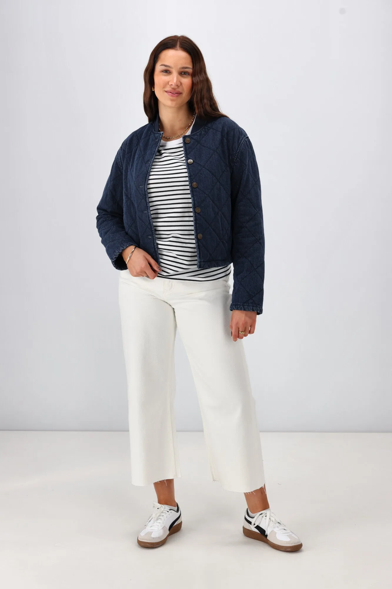 Shine On Label Niko Quilted Denim Bomber Jacket sold by Shine On product image thumbnail 5