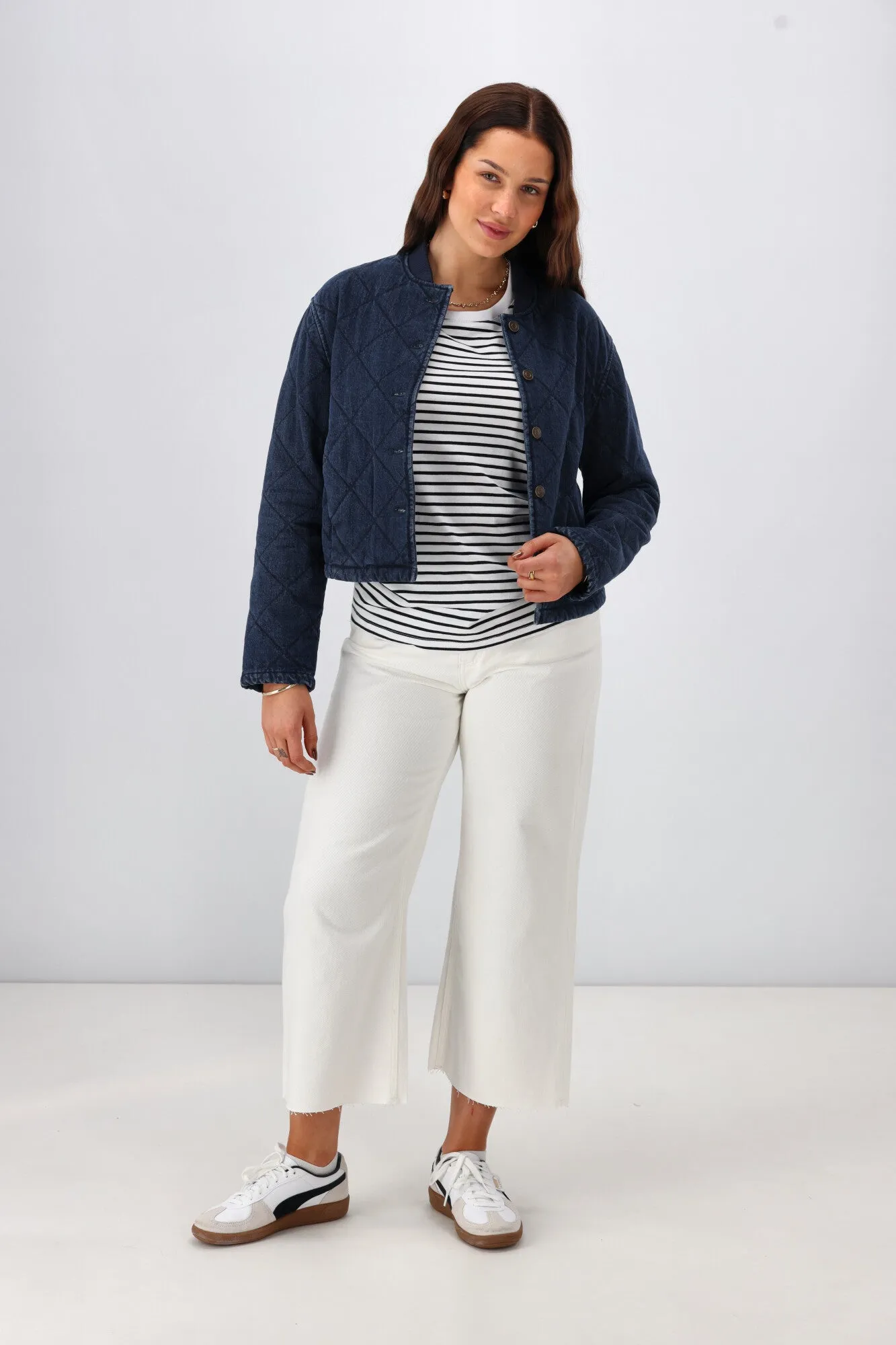 Shine On Label Niko Quilted Denim Bomber Jacket sold by Shine On product image thumbnail 4