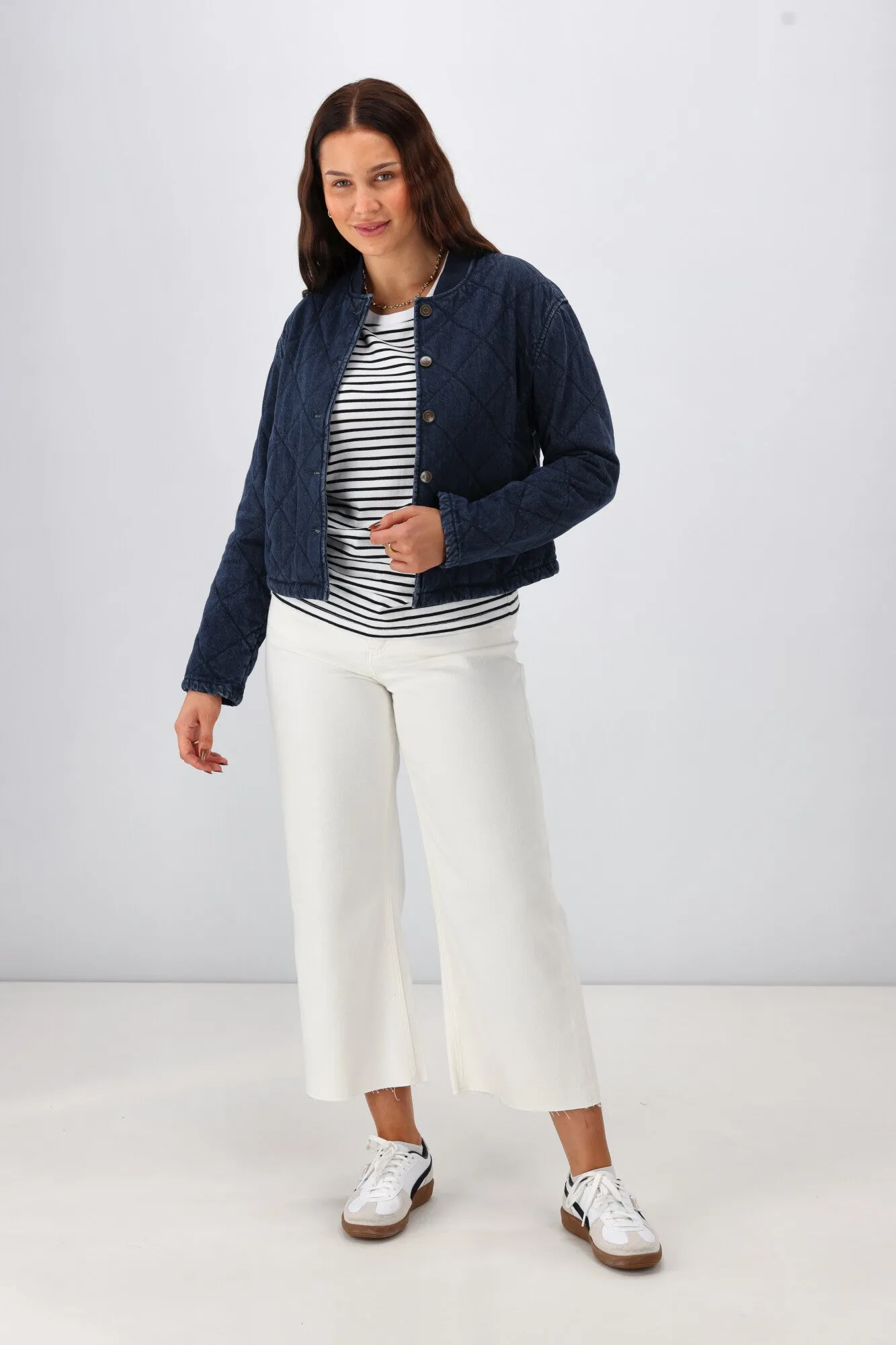 Shine On Label Niko Quilted Denim Bomber Jacket sold by Shine On product image thumbnail 2