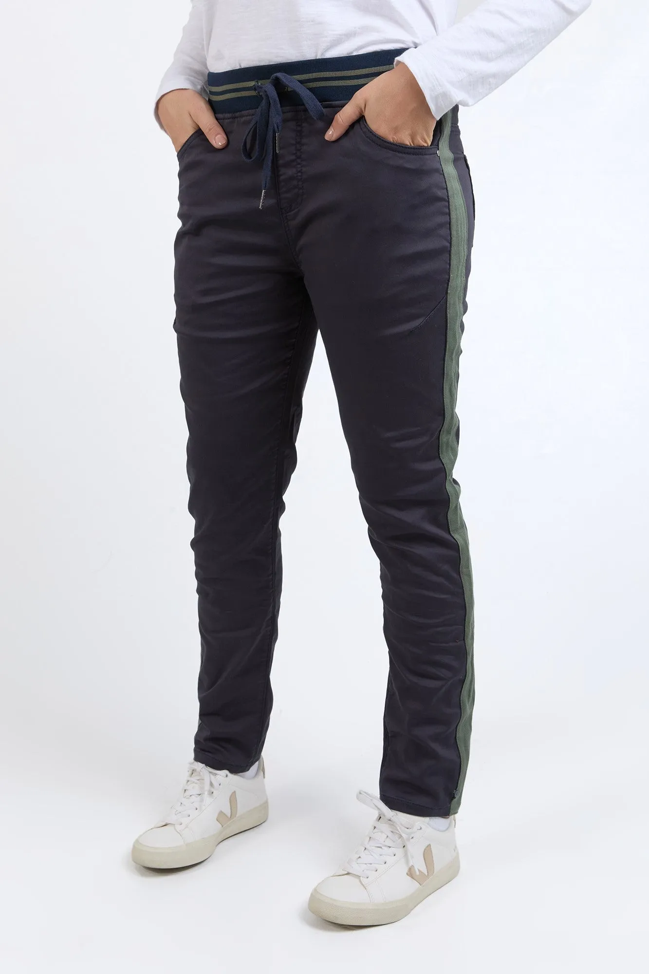 Elm Margo Jogger With Side Tape Navy With Khaki Tape sold by Shine On product image thumbnail 2