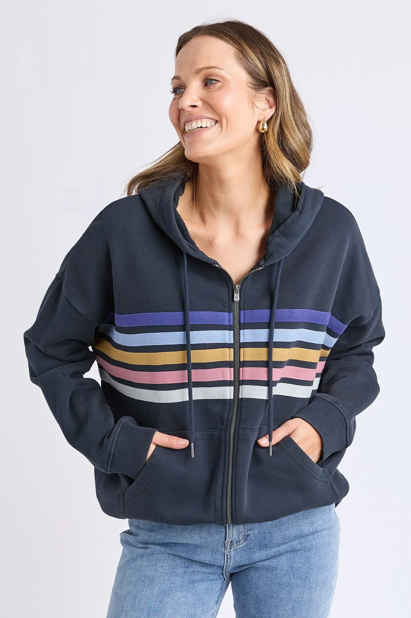 Elm Cue Zip Zip Hoodie Navy sold by Shine On product image thumbnail 2