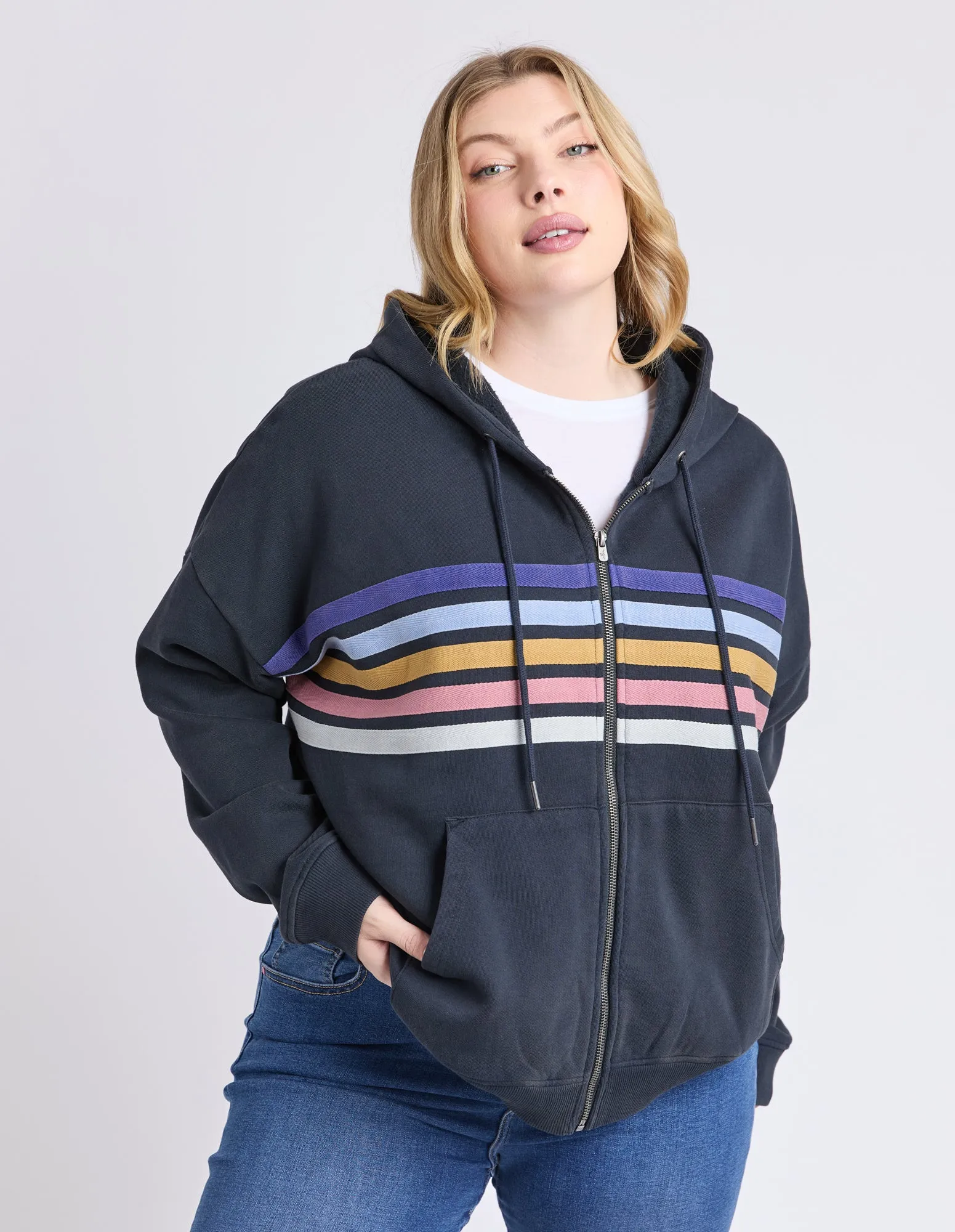 Elm Cue Zip Zip Hoodie Navy sold by Shine On product image thumbnail 5