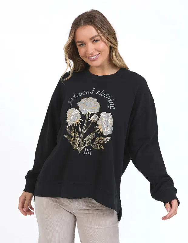 Foxwood Golden Rose Crew Washed Black sold by Shine On