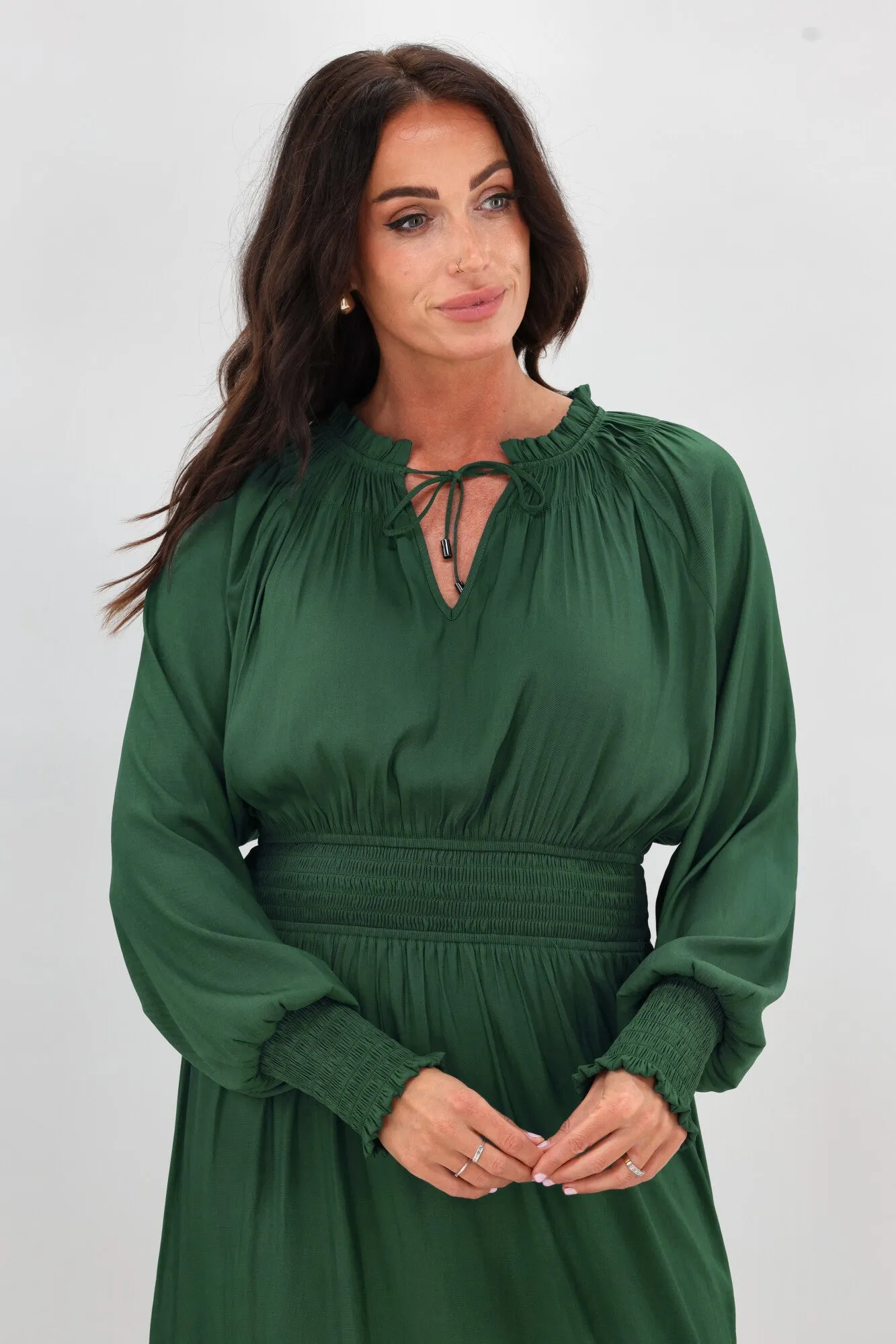 Gloss The Label Mel Shirred Waistband Dress Green sold by Shine On product image thumbnail 3