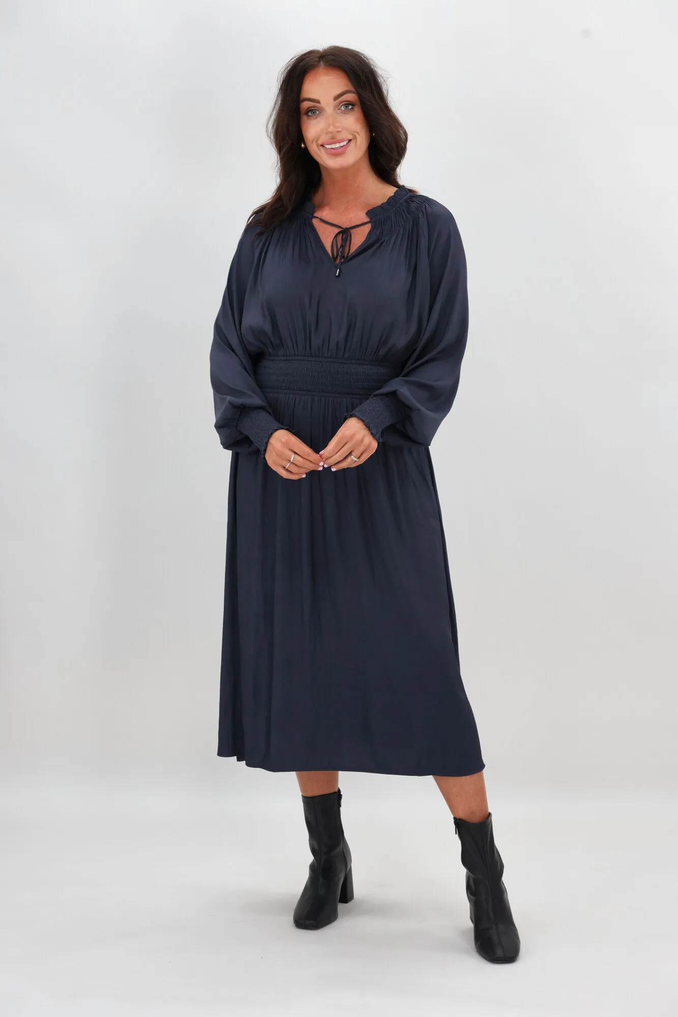 Gloss The Label Mel Shirred Waistband Dress Midnight sold by Shine On product image thumbnail 2