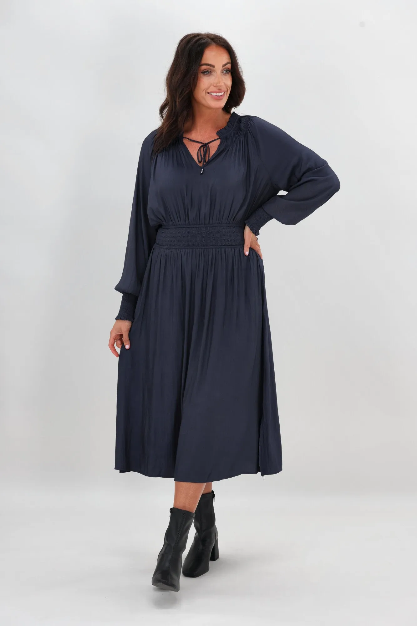 Gloss The Label Mel Shirred Waistband Dress Midnight sold by Shine On product image thumbnail 4