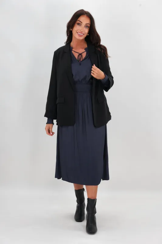 Gloss The Label Mel Shirred Waistband Dress Midnight sold by Shine On