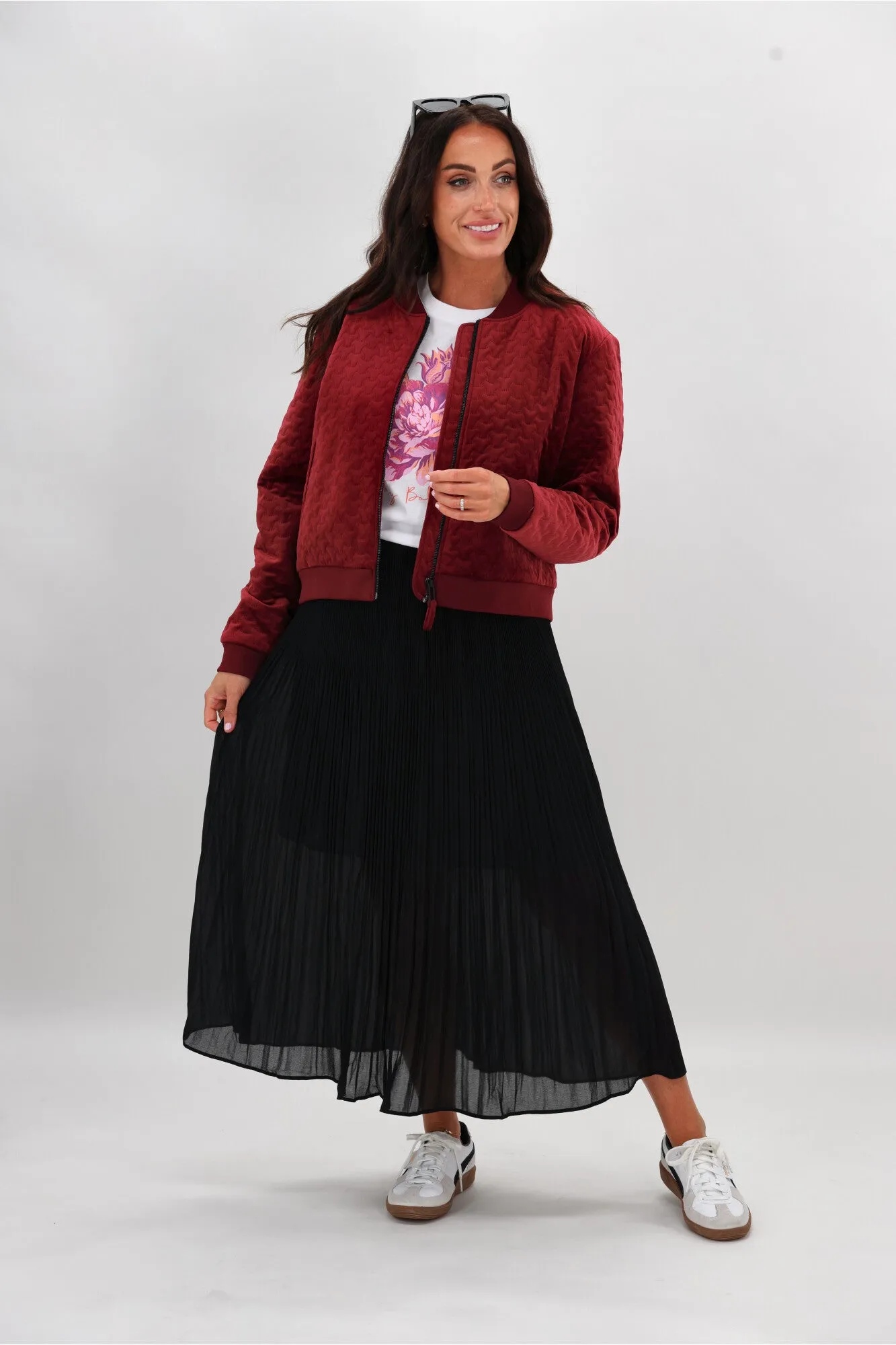 Gloss The Label Lula Variagated Pleated Skirt Black sold by Shine On