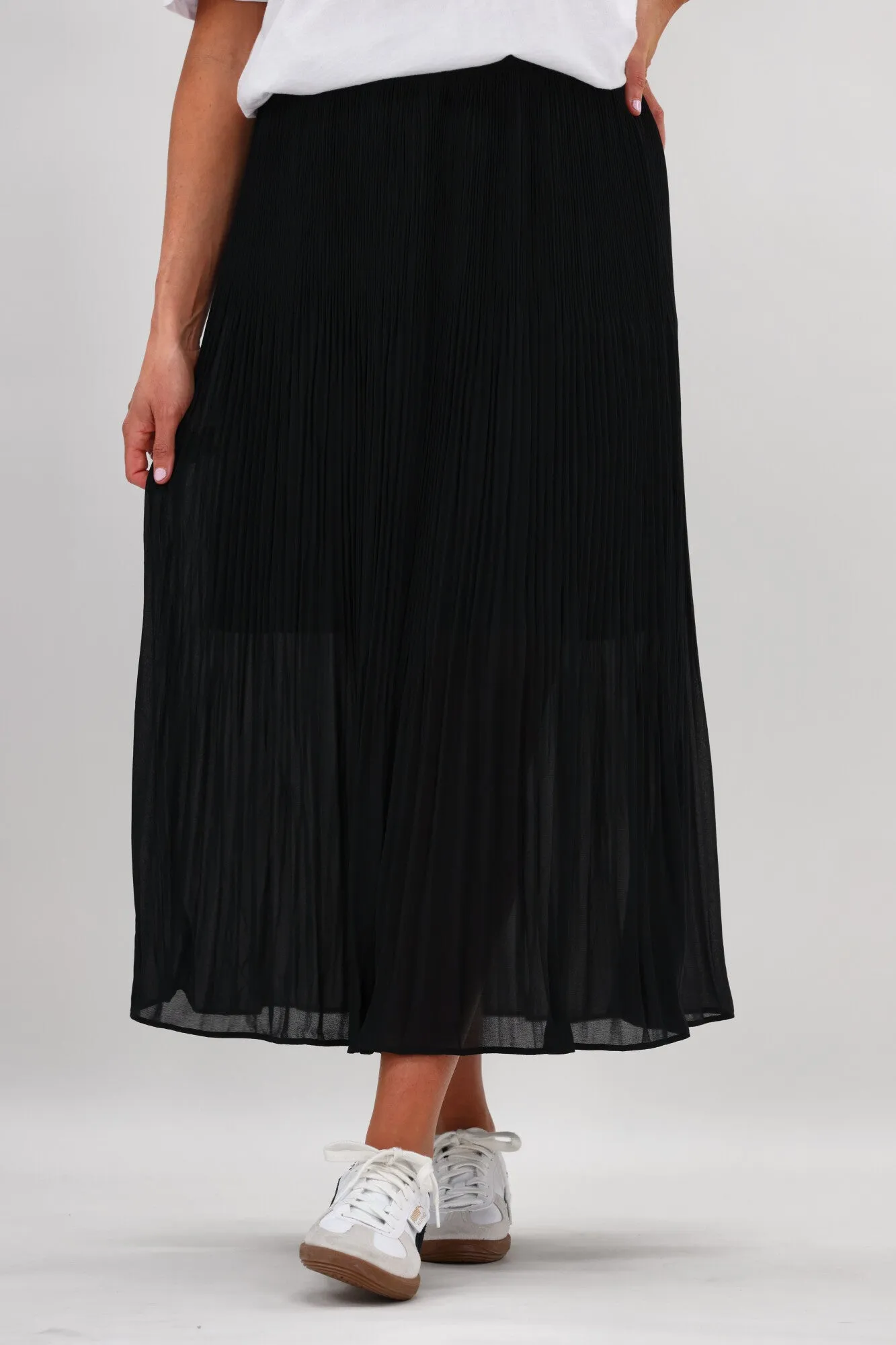 Gloss The Label Lula Variagated Pleated Skirt Black sold by Shine On product image thumbnail 2