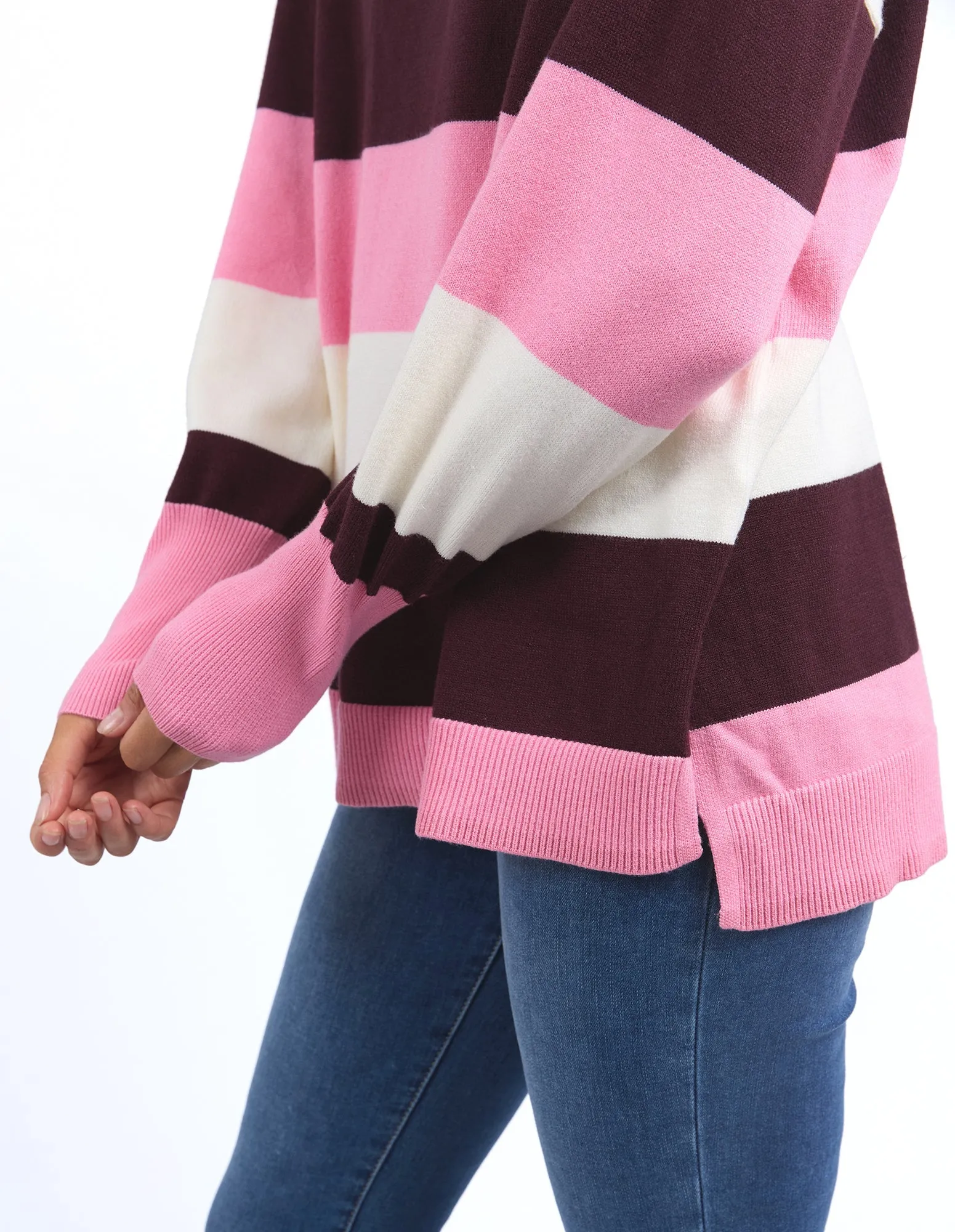 Elm Hallie Stripe Knit Pink Geranium/Merlot/Marshmallow sold by Shine On product image thumbnail 5