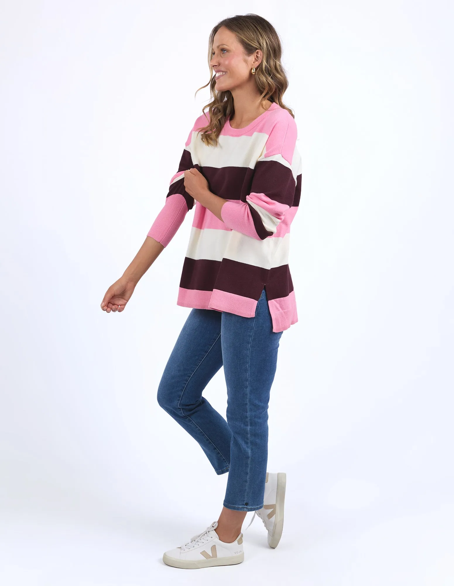 Elm Hallie Stripe Knit Pink Geranium/Merlot/Marshmallow sold by Shine On product image thumbnail 3