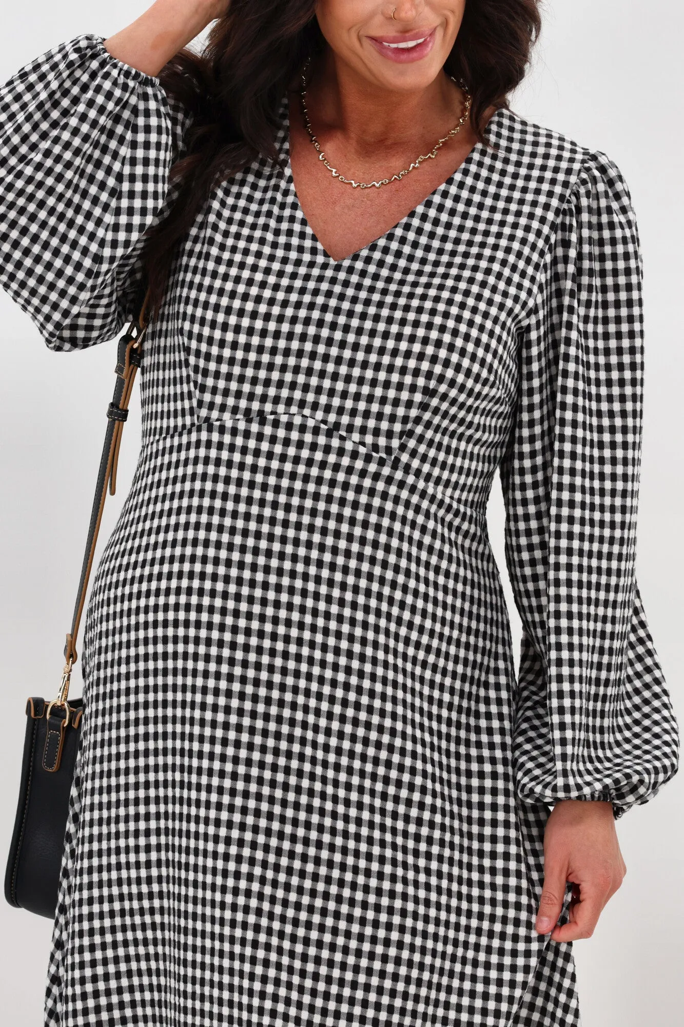 Shine On Label Nepia Check Midi Dress Black White sold by Shine On product image thumbnail 4