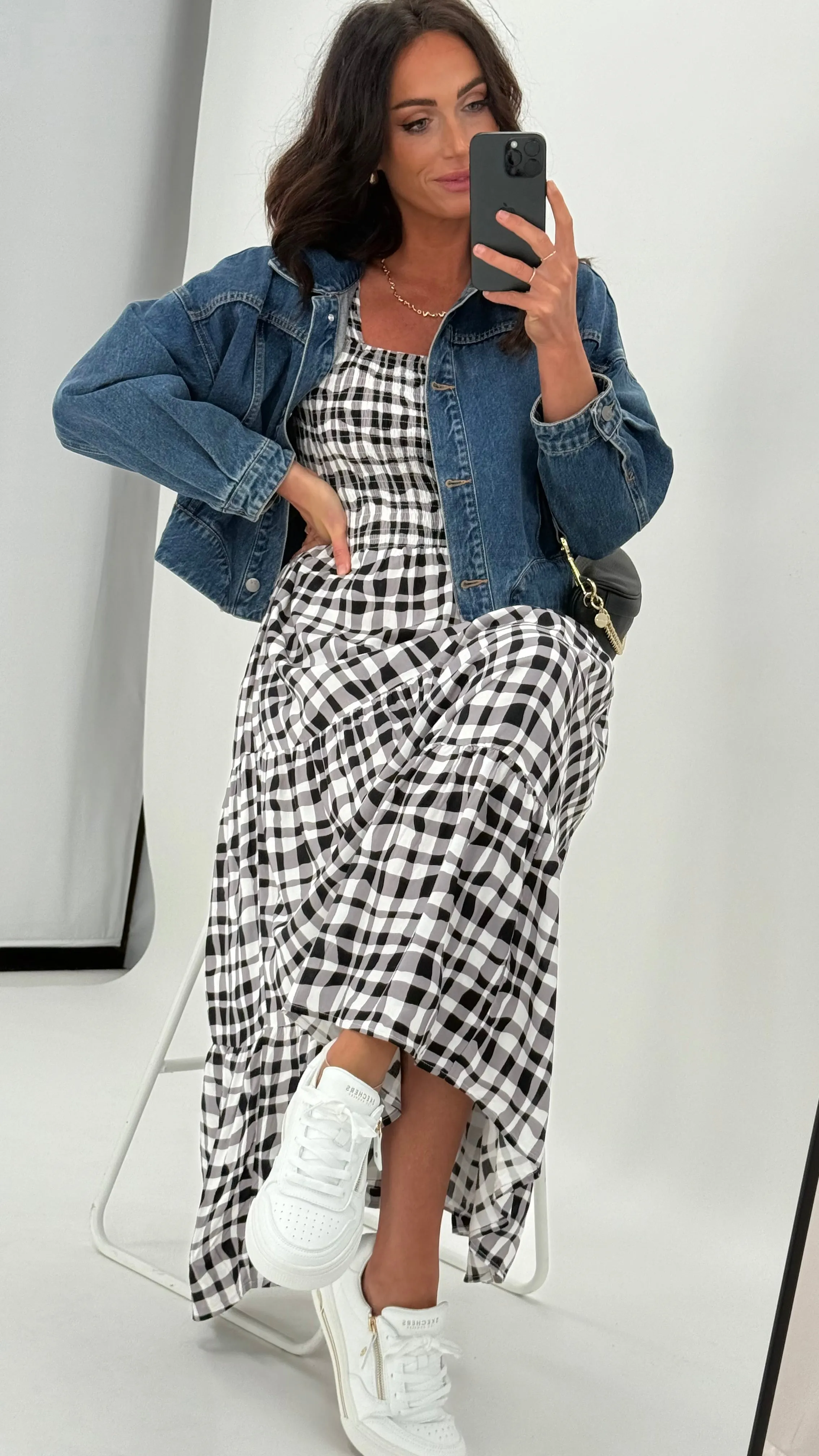 Sunday Boho Nellie Shirred Dress Black Gingham sold by Shine On product image thumbnail 3