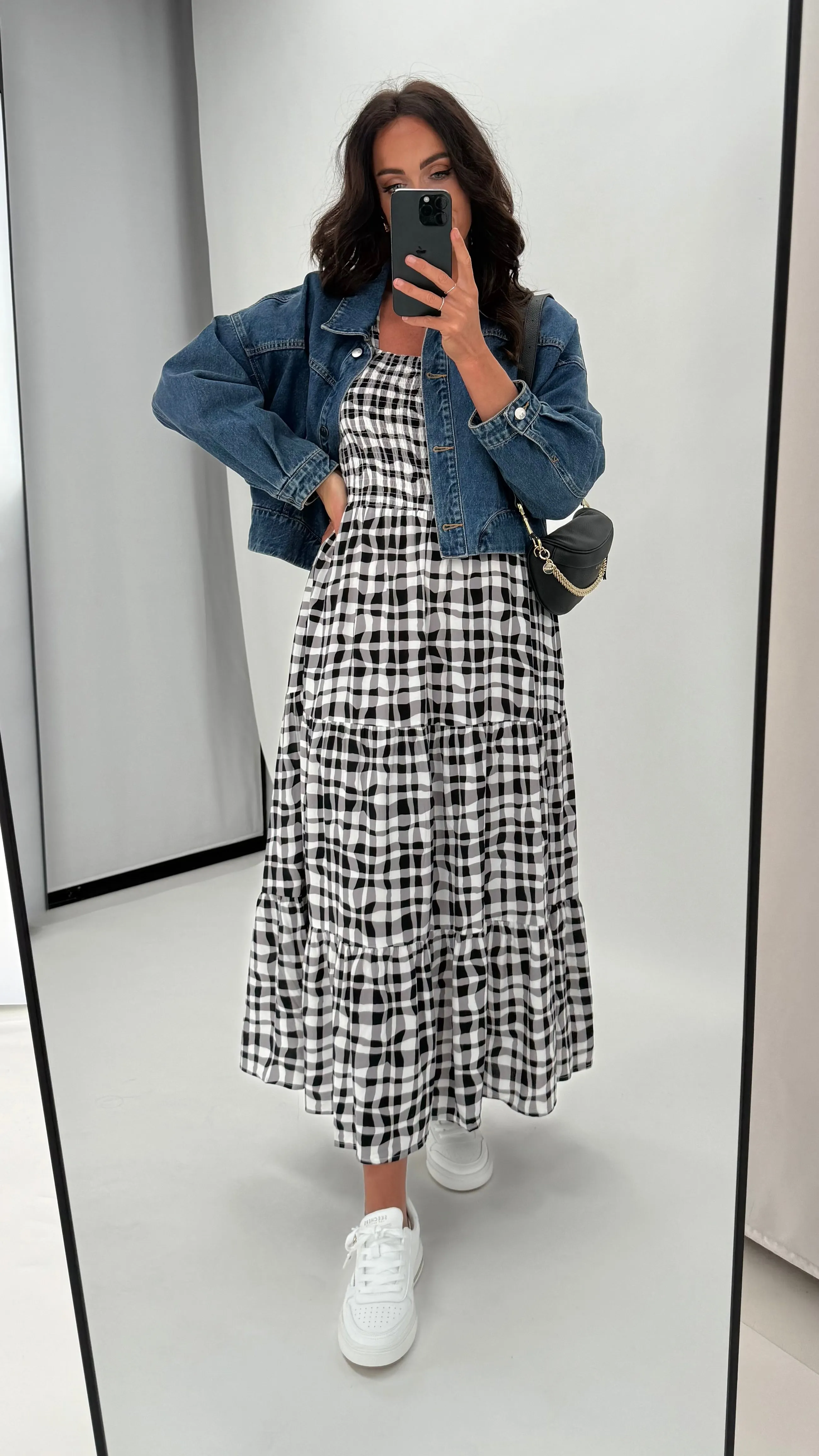 Sunday Boho Nellie Shirred Dress Black Gingham sold by Shine On product image thumbnail 5