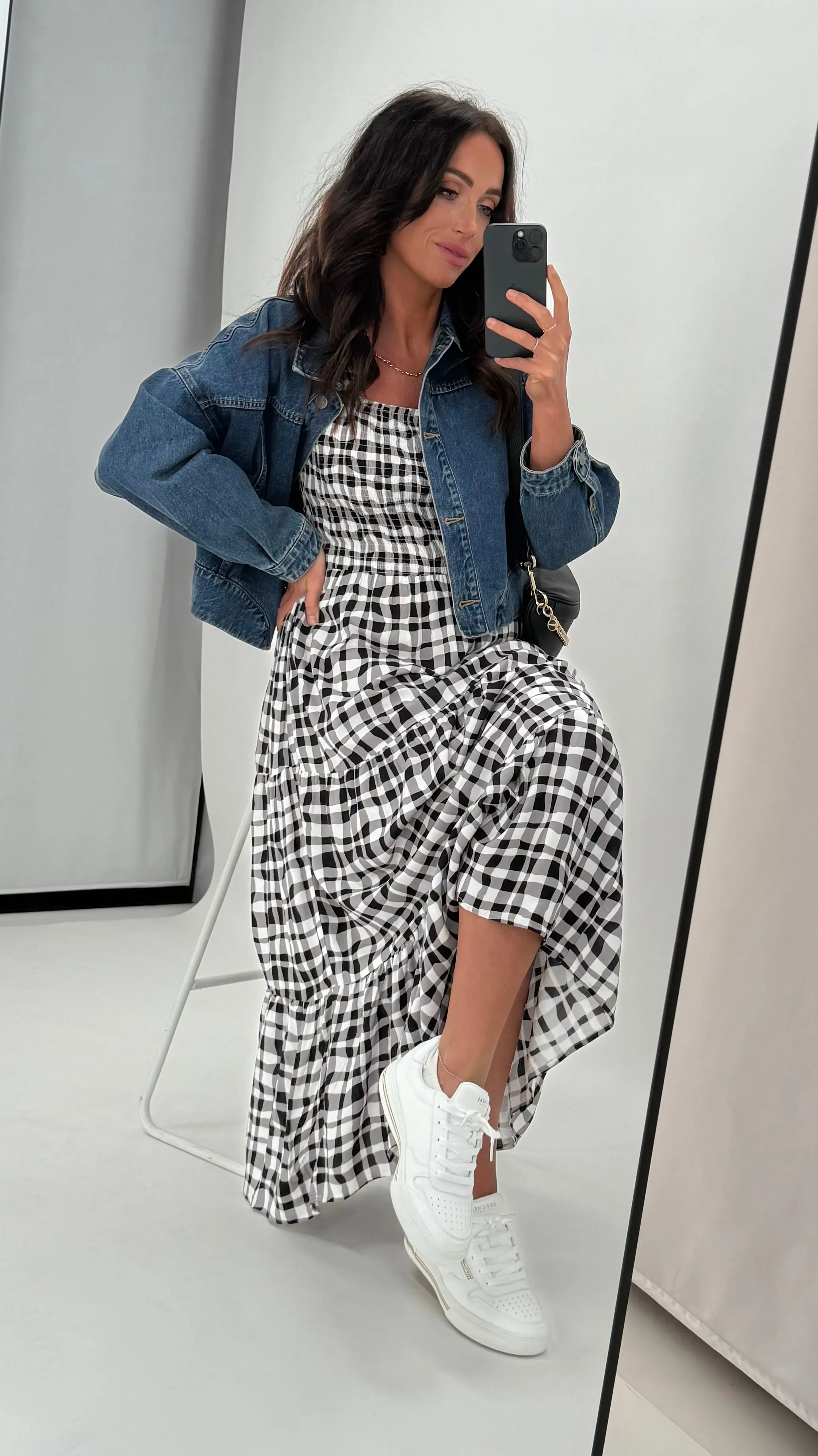 Sunday Boho Nellie Shirred Dress Black Gingham sold by Shine On product image thumbnail 4