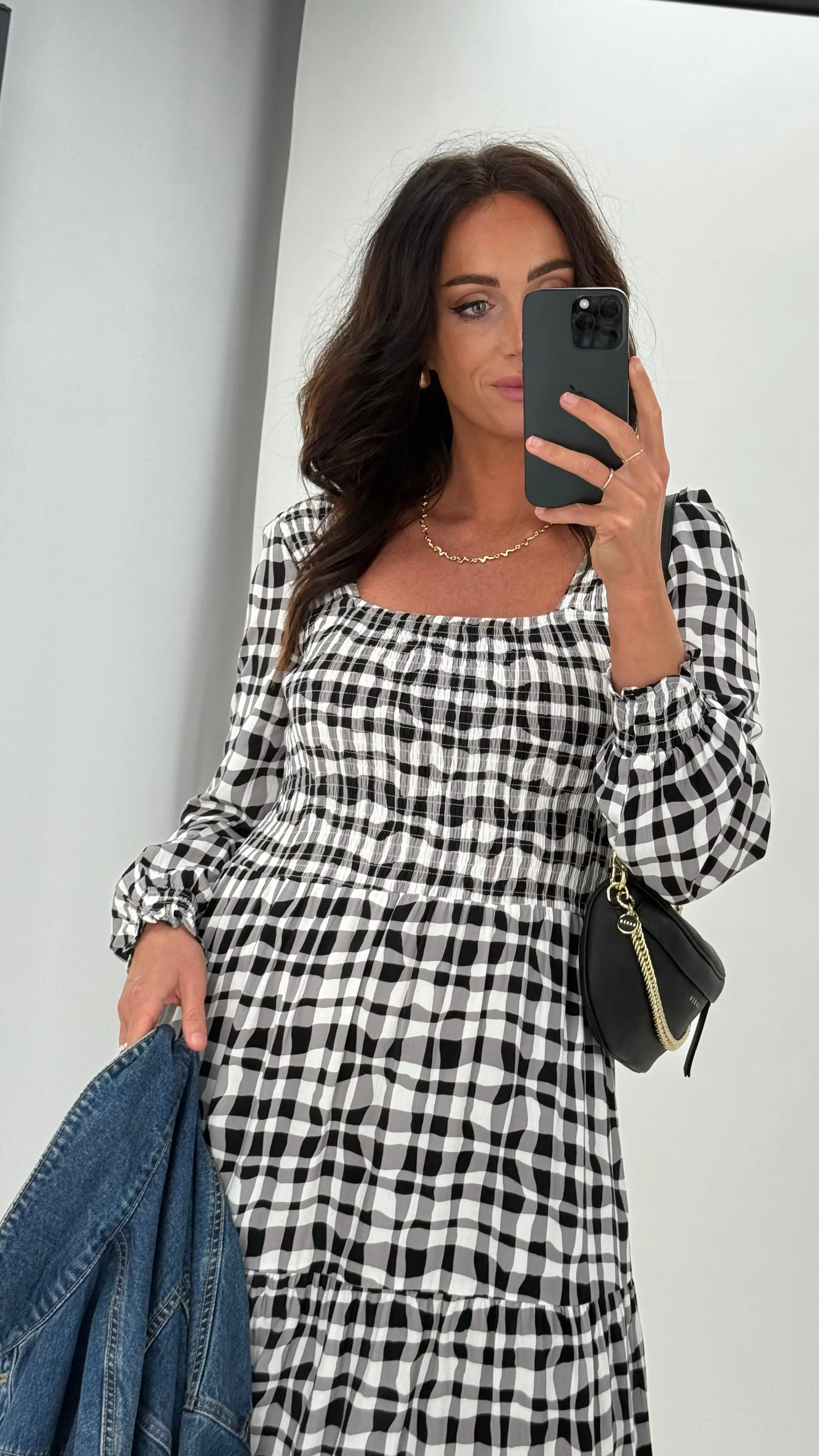 Sunday Boho Nellie Shirred Dress Black Gingham sold by Shine On product image thumbnail 2