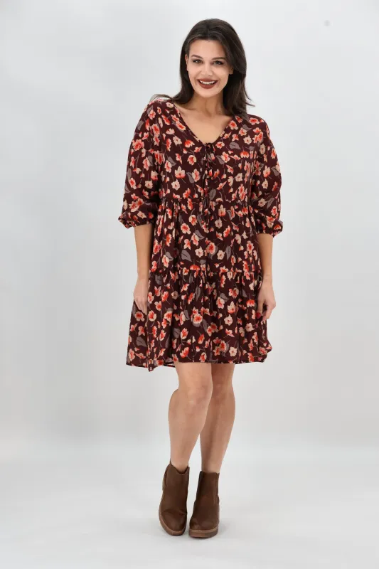 Sunday Boho Blossom Dress Merlot sold by Shine On