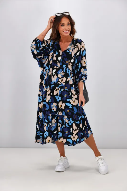 Sunday Boho Kenza Dress Black Blue sold by Shine On