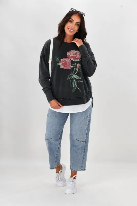 Foxwood Rosie Crew Washed Black sold by Shine On