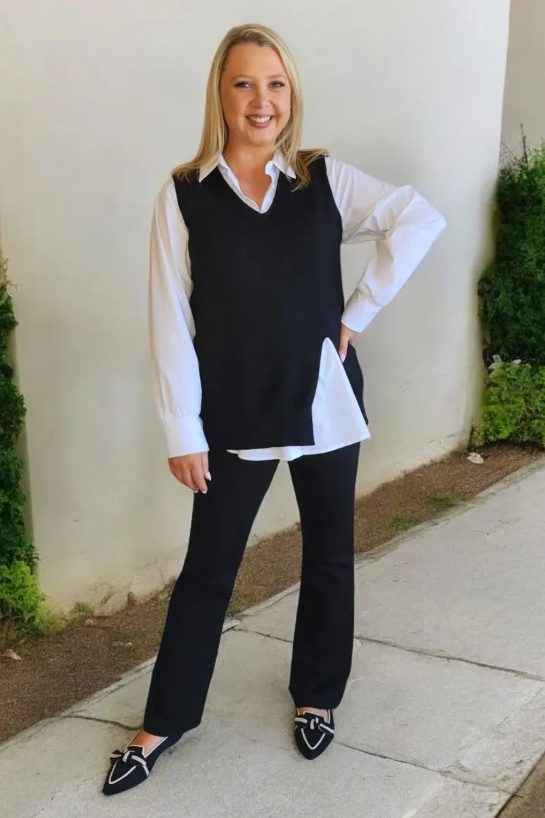 Threadz Carla Flare Pant Black sold by Shine On