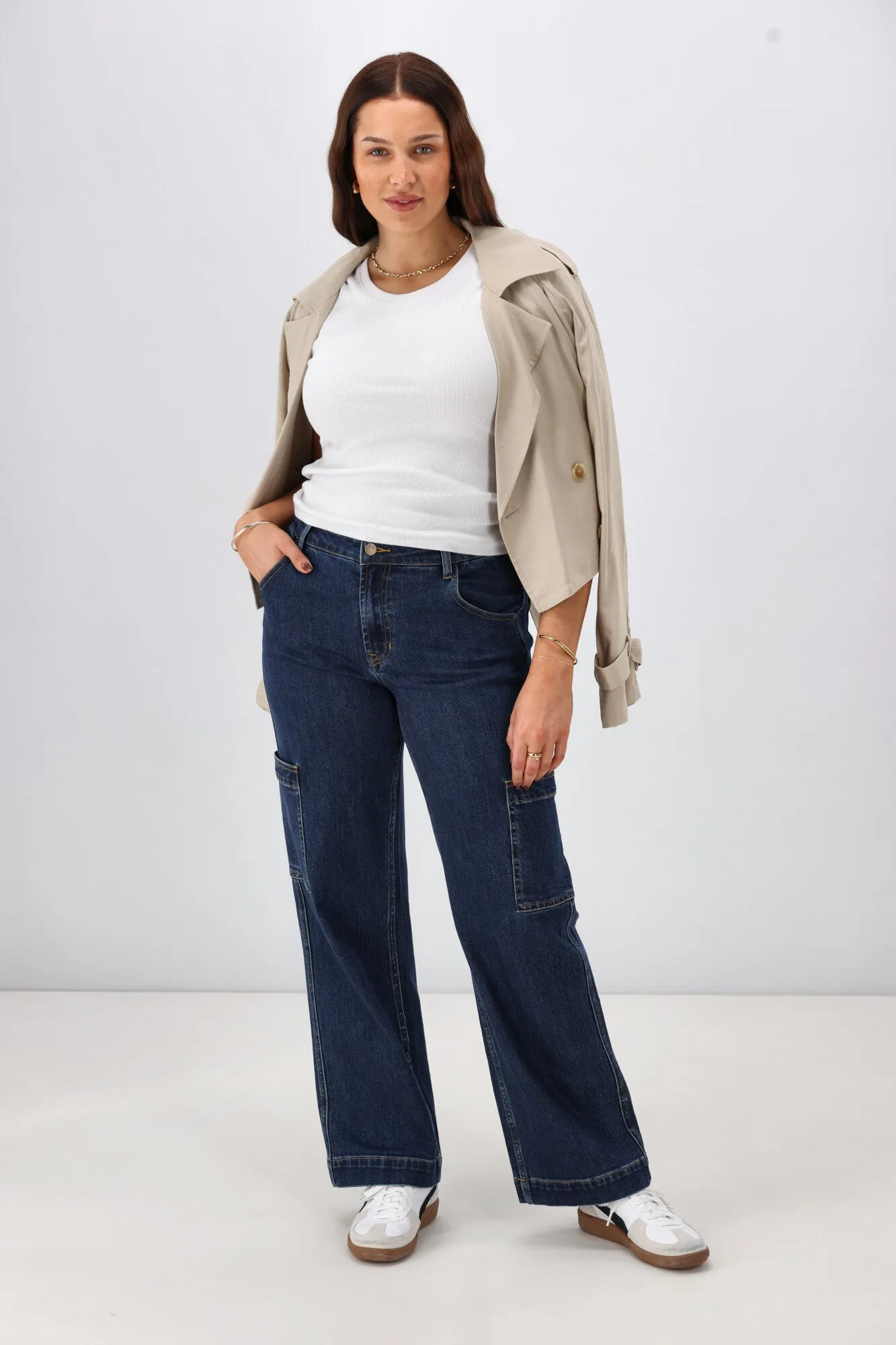 Shine On Label Romeo Cargo Pocket Jean Dark Indigo sold by Shine On