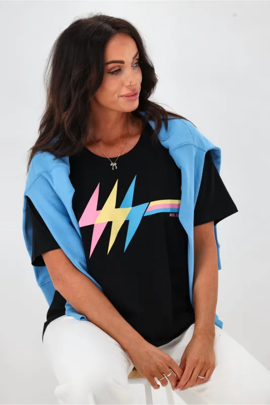 Rebel Club High Voltage Tee Black sold by Shine On