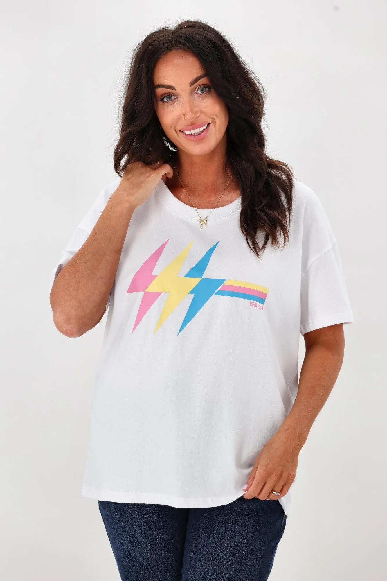 Rebel Club High Voltage Tee White sold by Shine On product image thumbnail 2