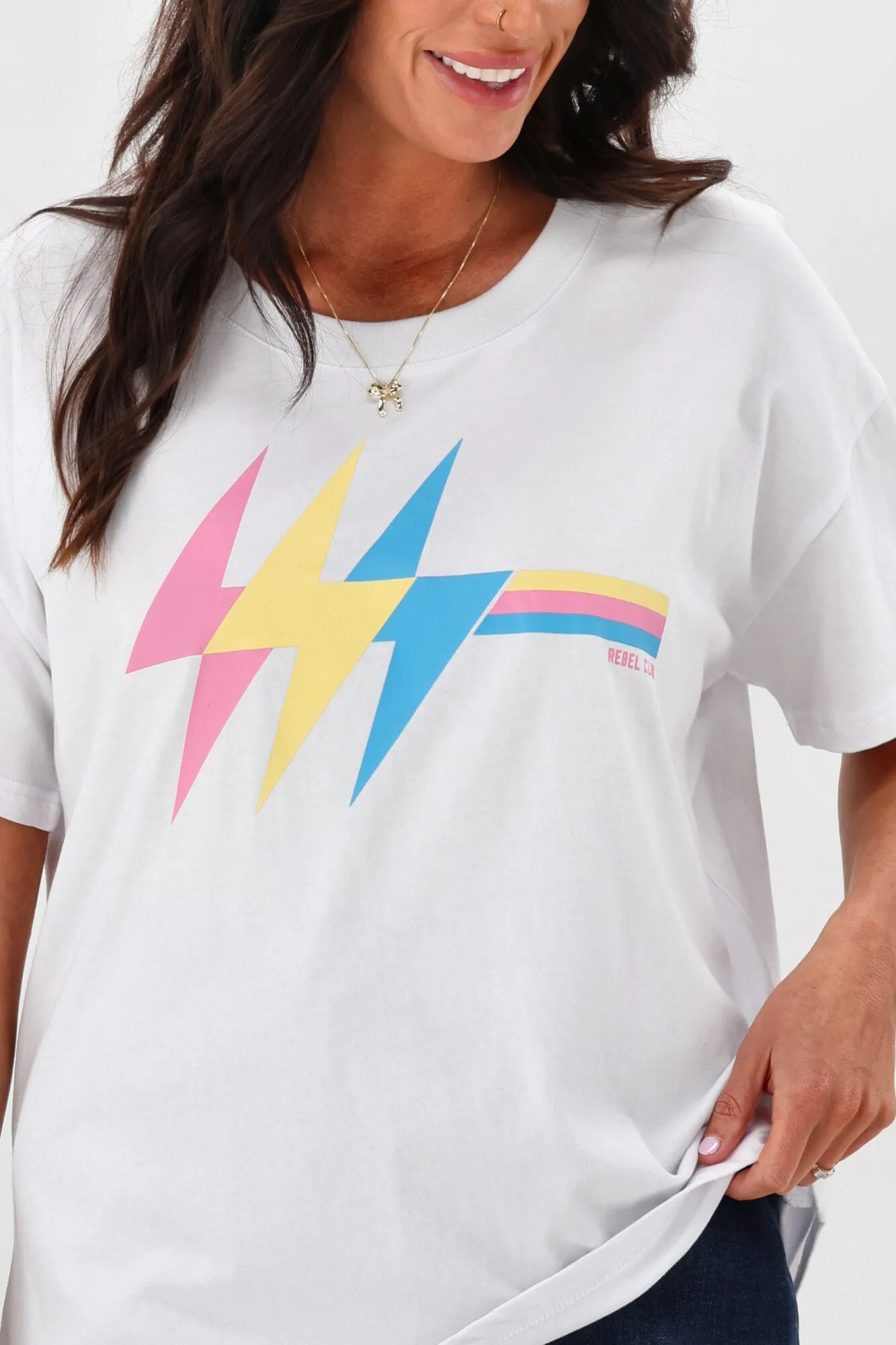 Rebel Club High Voltage Tee White sold by Shine On product image thumbnail 4