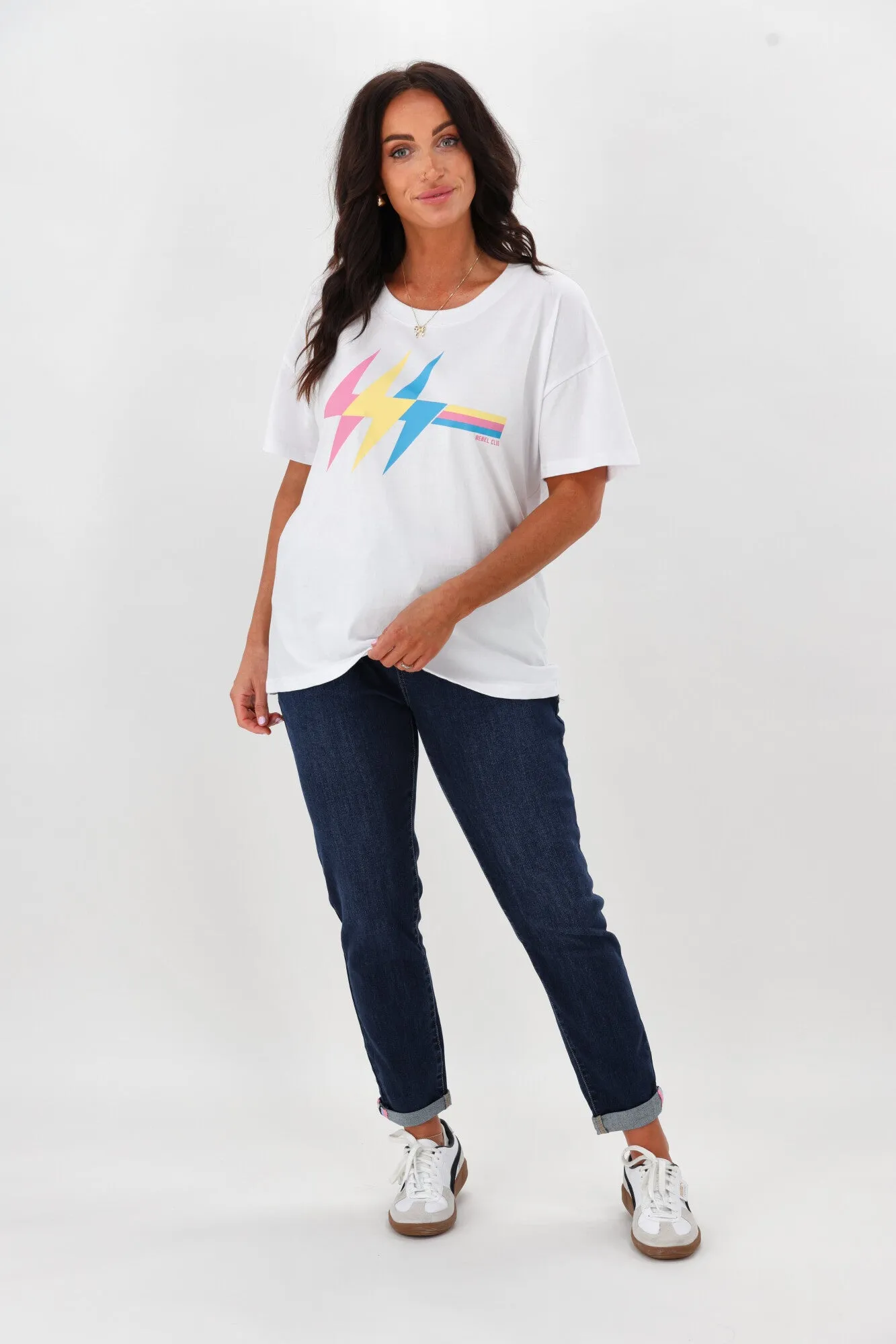 Rebel Club High Voltage Tee White sold by Shine On product image thumbnail 3