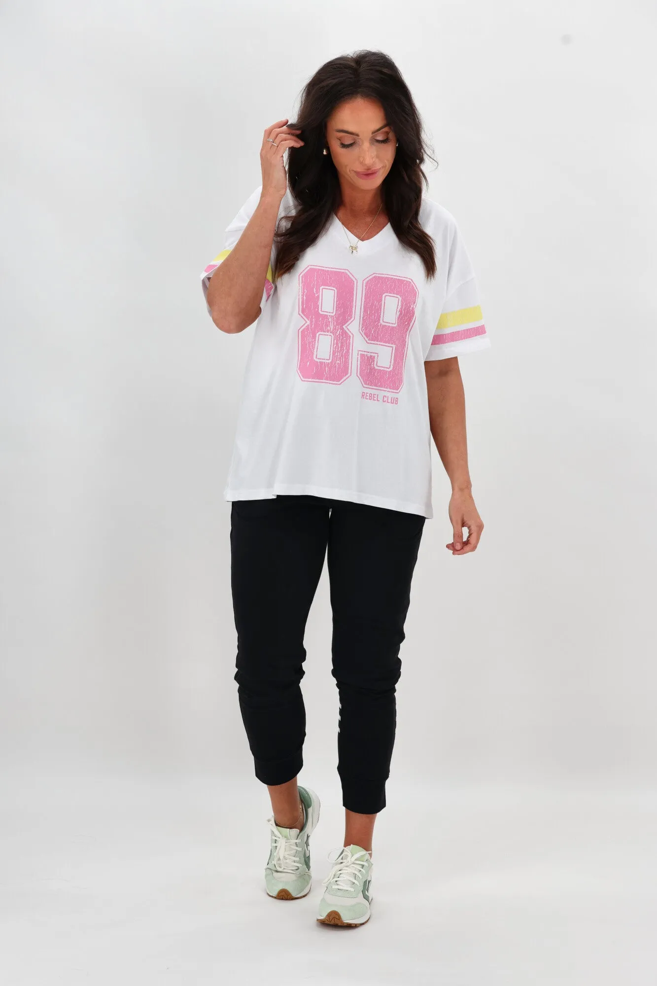 Rebel Club College V Neck Tee White sold by Shine On product image thumbnail 4