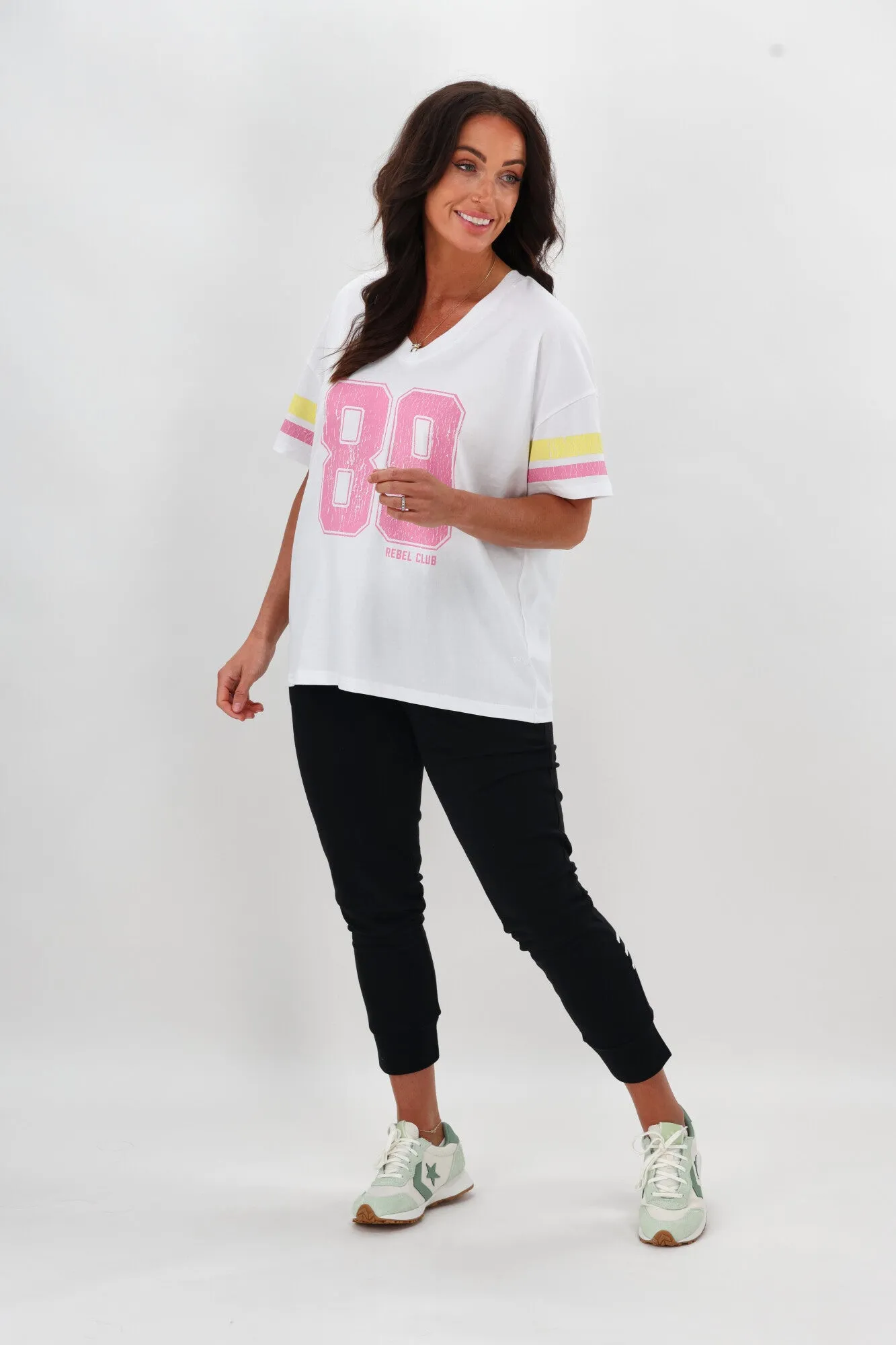 Rebel Club College V Neck Tee White sold by Shine On product image thumbnail 5