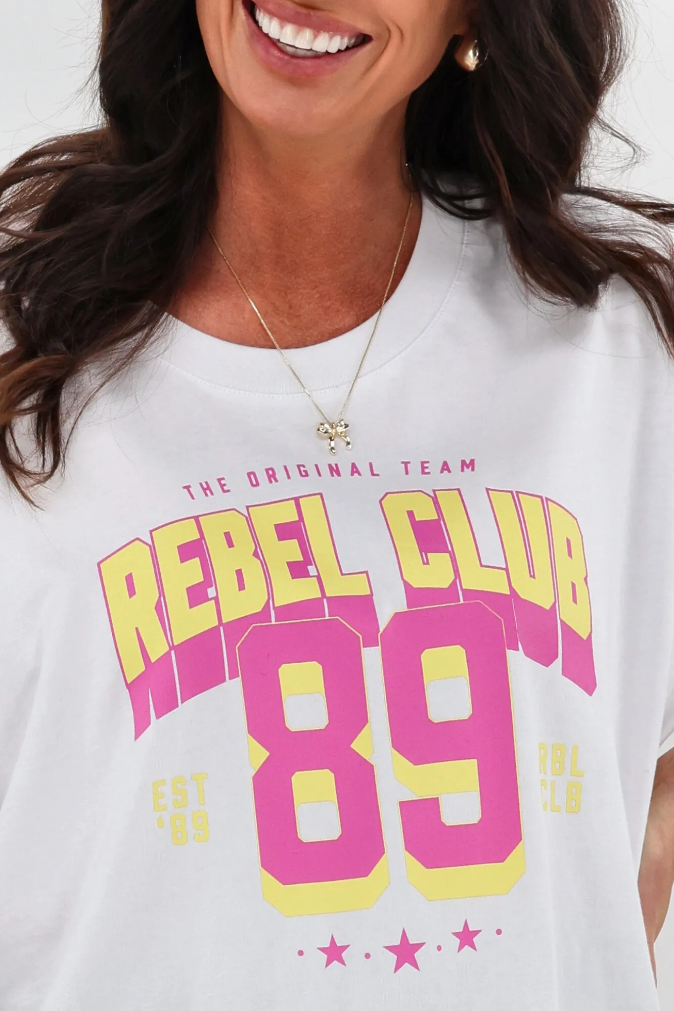 Rebel Club Varsity Tee Pink White sold by Shine On product image thumbnail 5