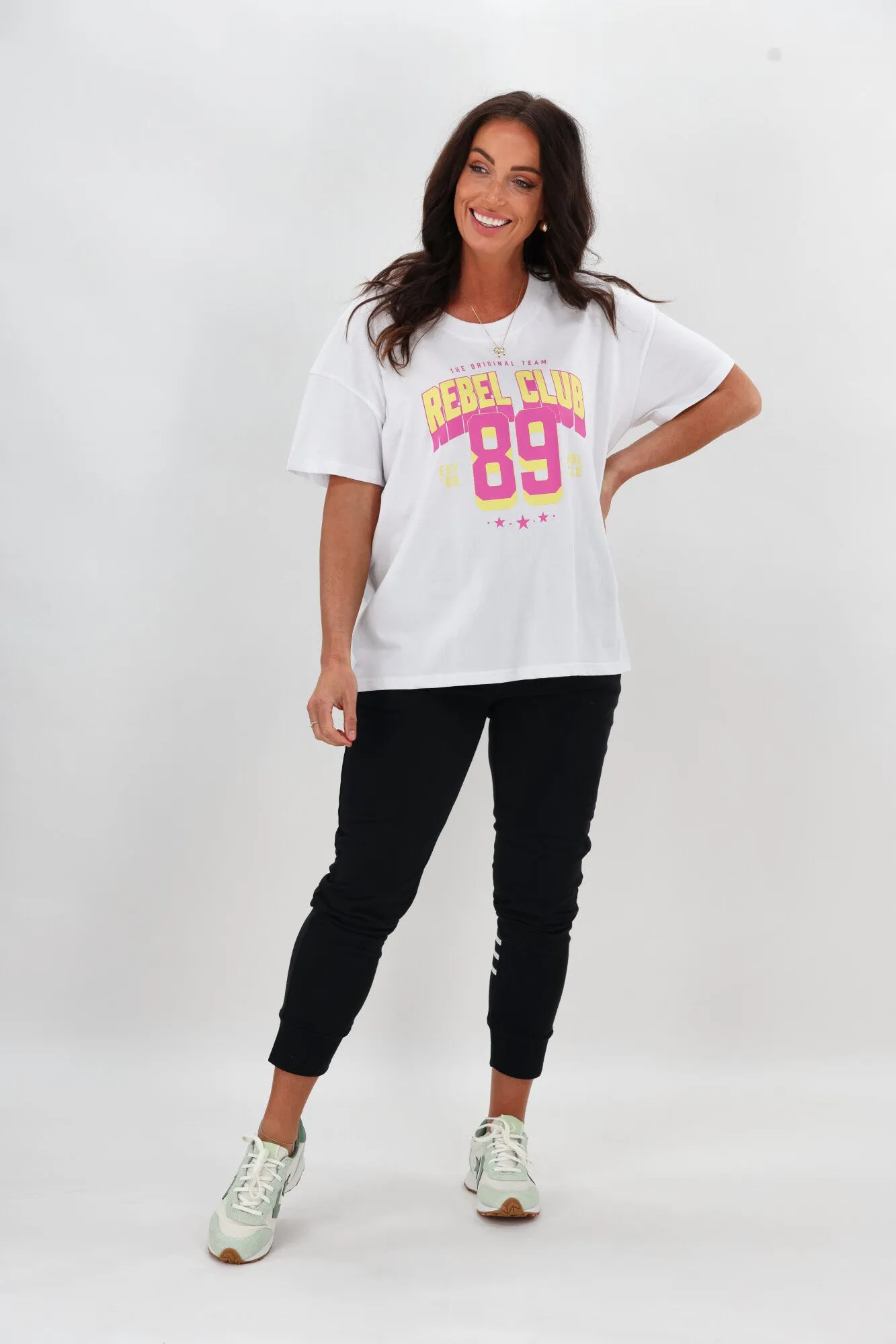 Rebel Club Varsity Tee Pink White sold by Shine On product image thumbnail 3