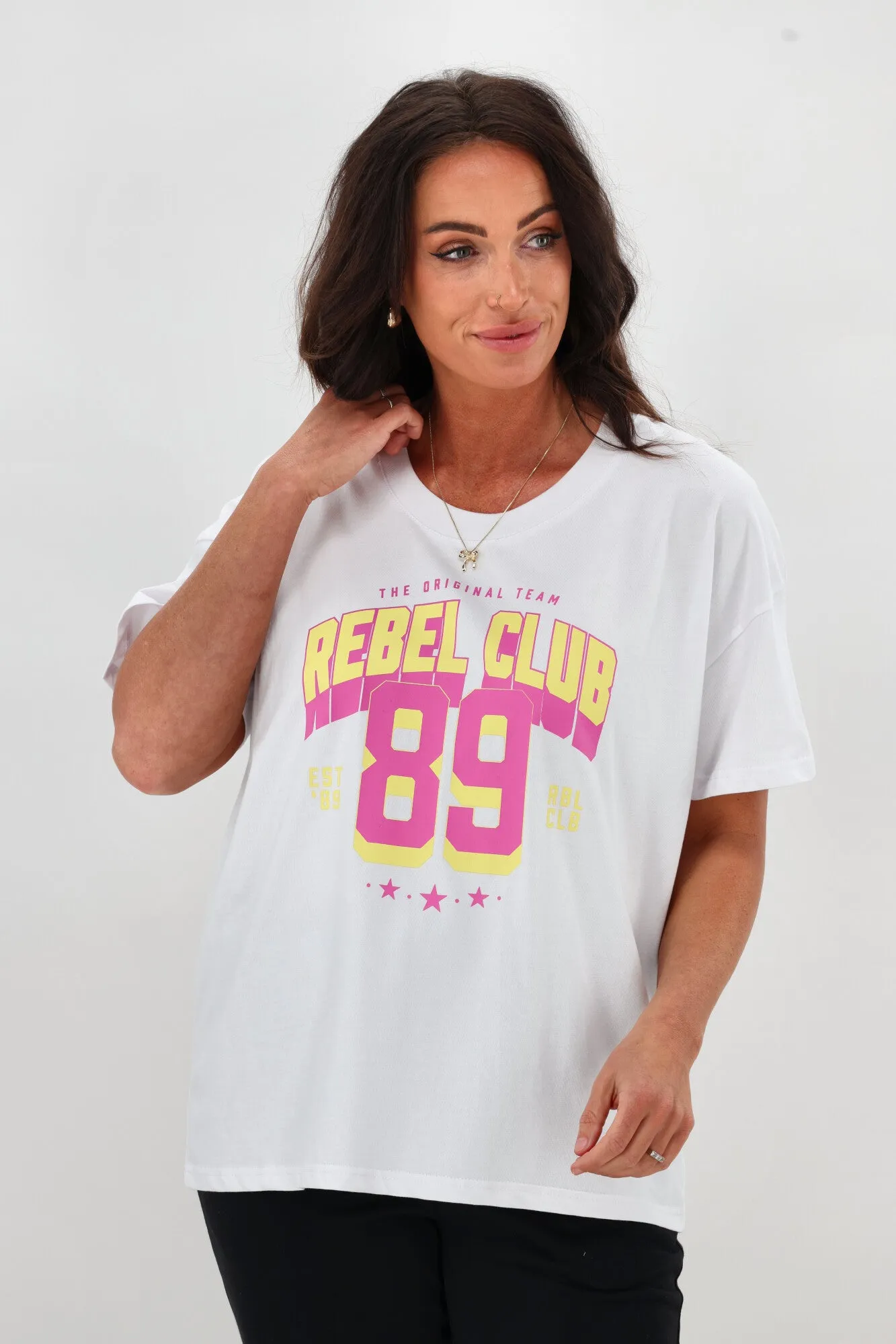Rebel Club Varsity Tee Pink White sold by Shine On product image thumbnail 2
