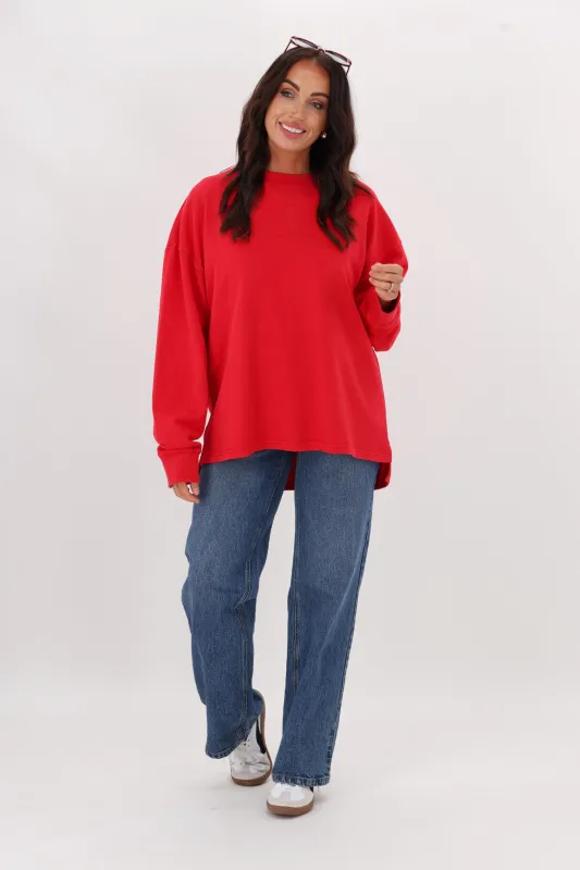 All About Eve AAE Washed Relaxed Crew Scarlet sold by Shine On