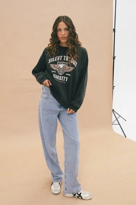 Silent Theory Authentic Crew Washed Black sold by Shine On