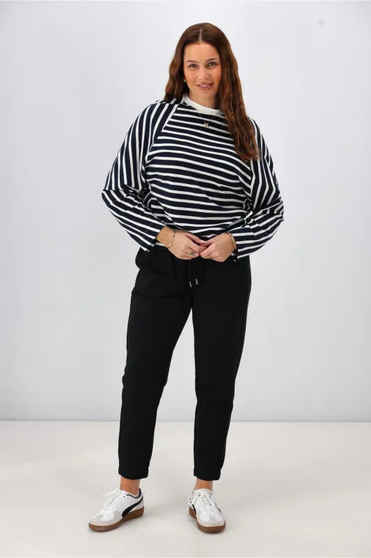 Shine On Label Tyra Stripe Raglan Top Midnight Ivory sold by Shine On