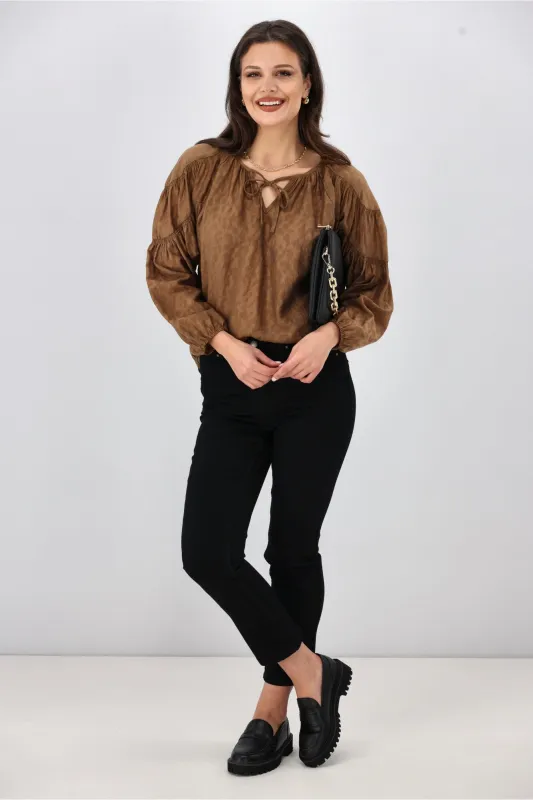 Gloss The Label Harley Batwing Top Toffee sold by Shine On