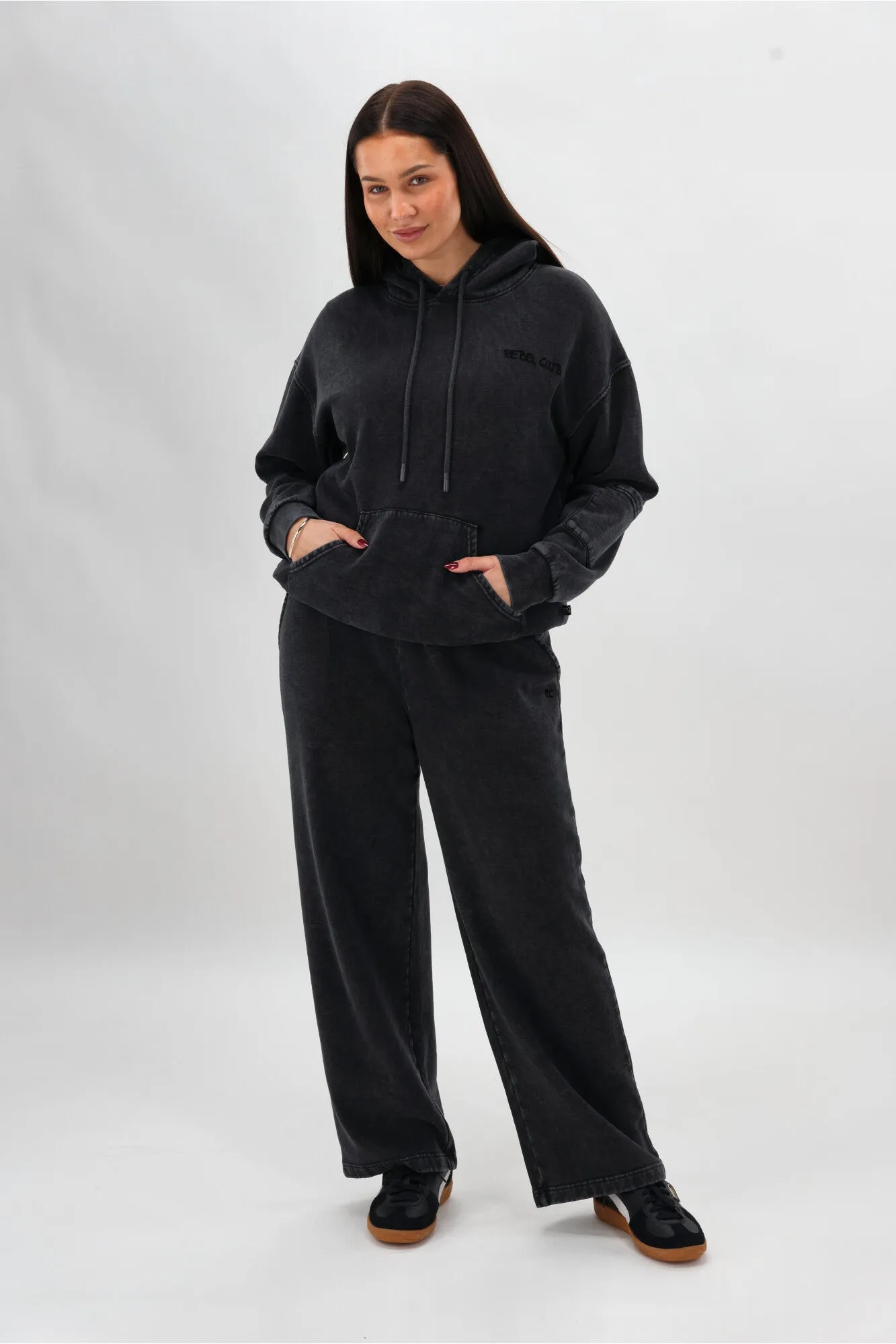 Rebel Club Flock Flower Hoodie Black Wash sold by Shine On product image thumbnail 4